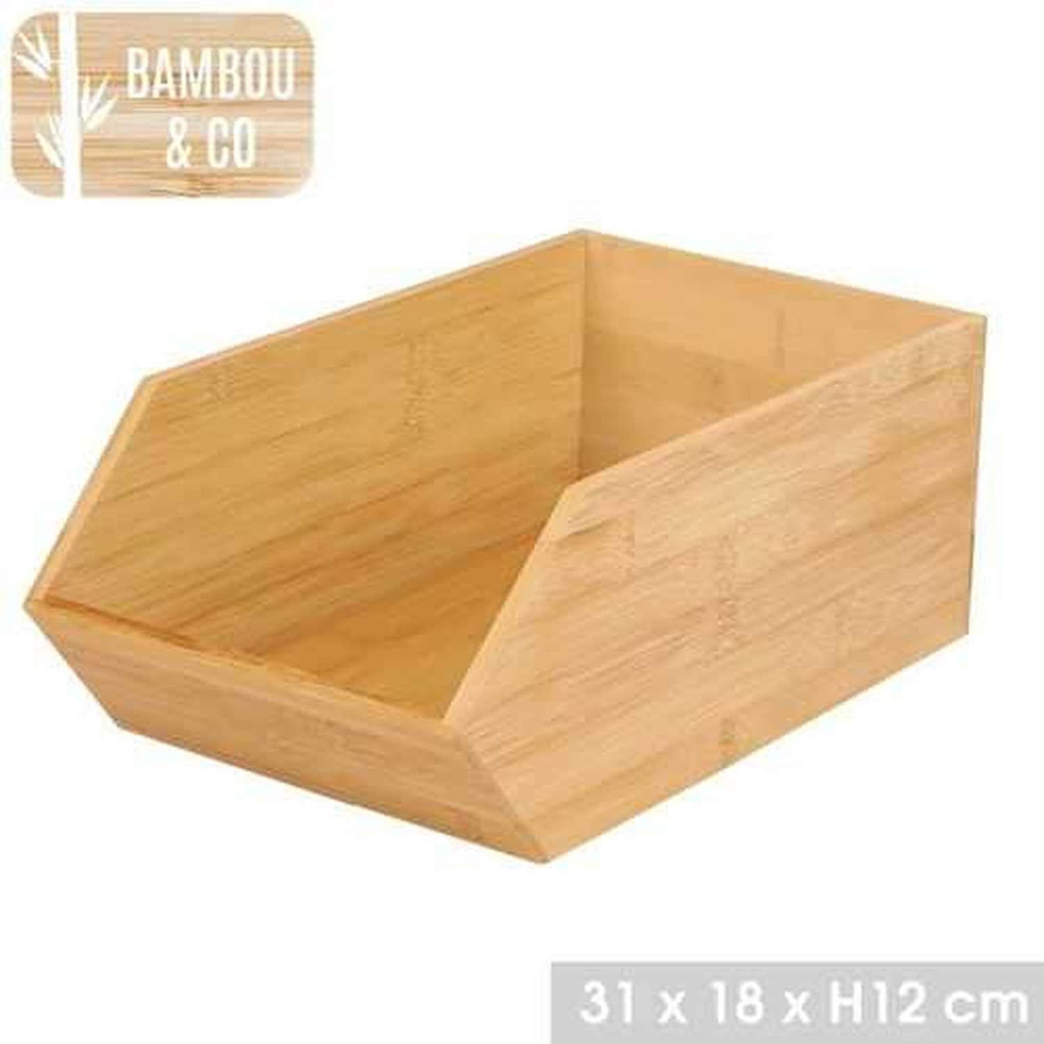 Voir la diapositive 2 : URBAN LIVING Organisateur empilable en bambou - L. 31 x l. 18 x H. 12 cm