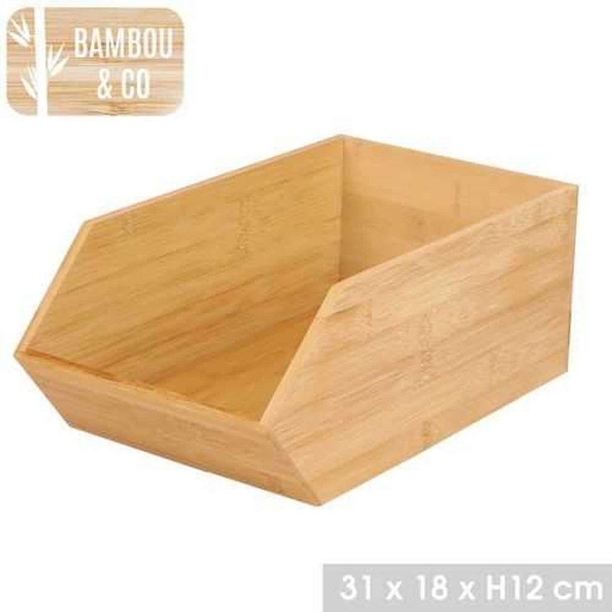 URBAN LIVING Organisateur empilable en bambou - L. 31 x l. 18 x H. 12 cm