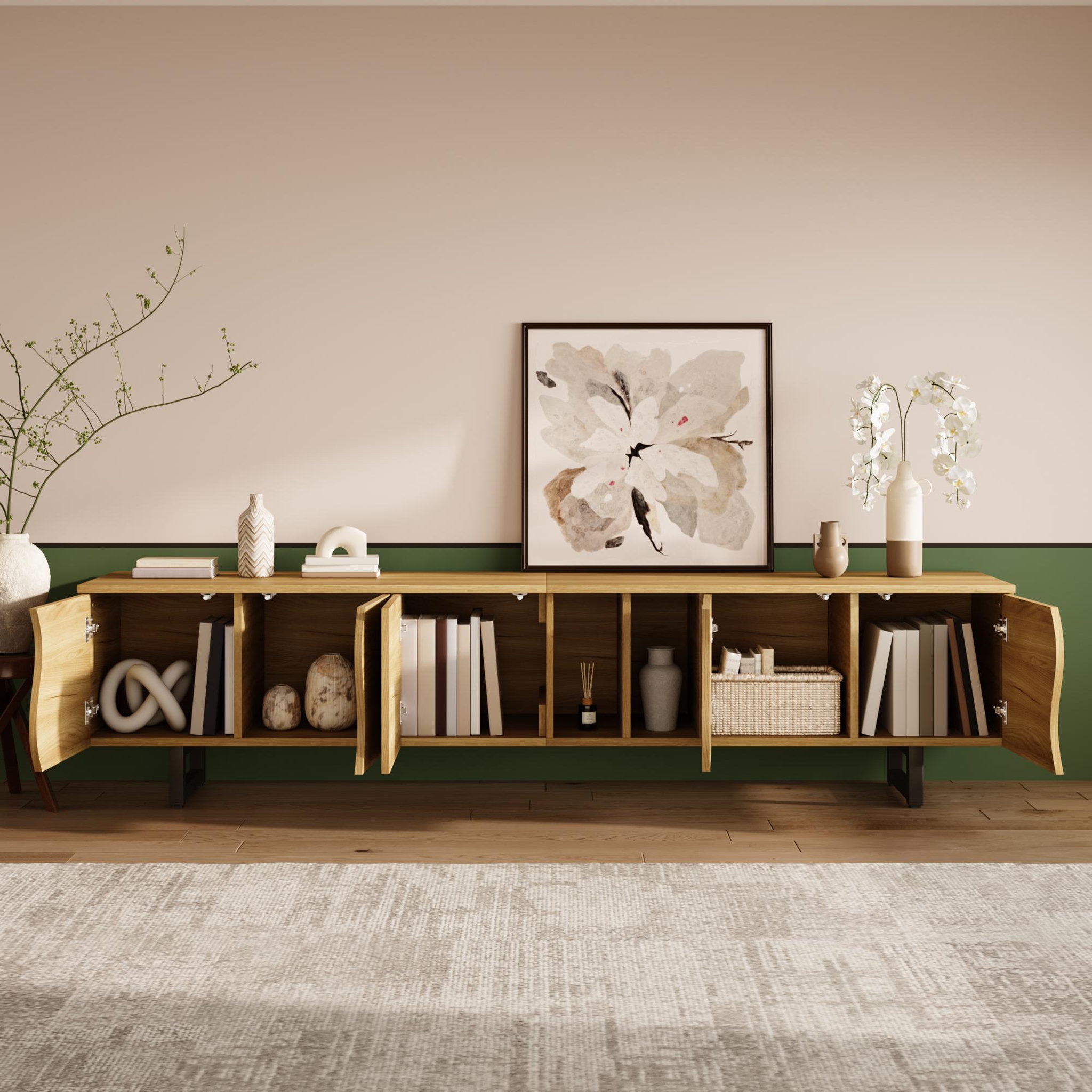 Voir la diapositive 5 : MERAX Meuble tv naturel 191 cm mdf