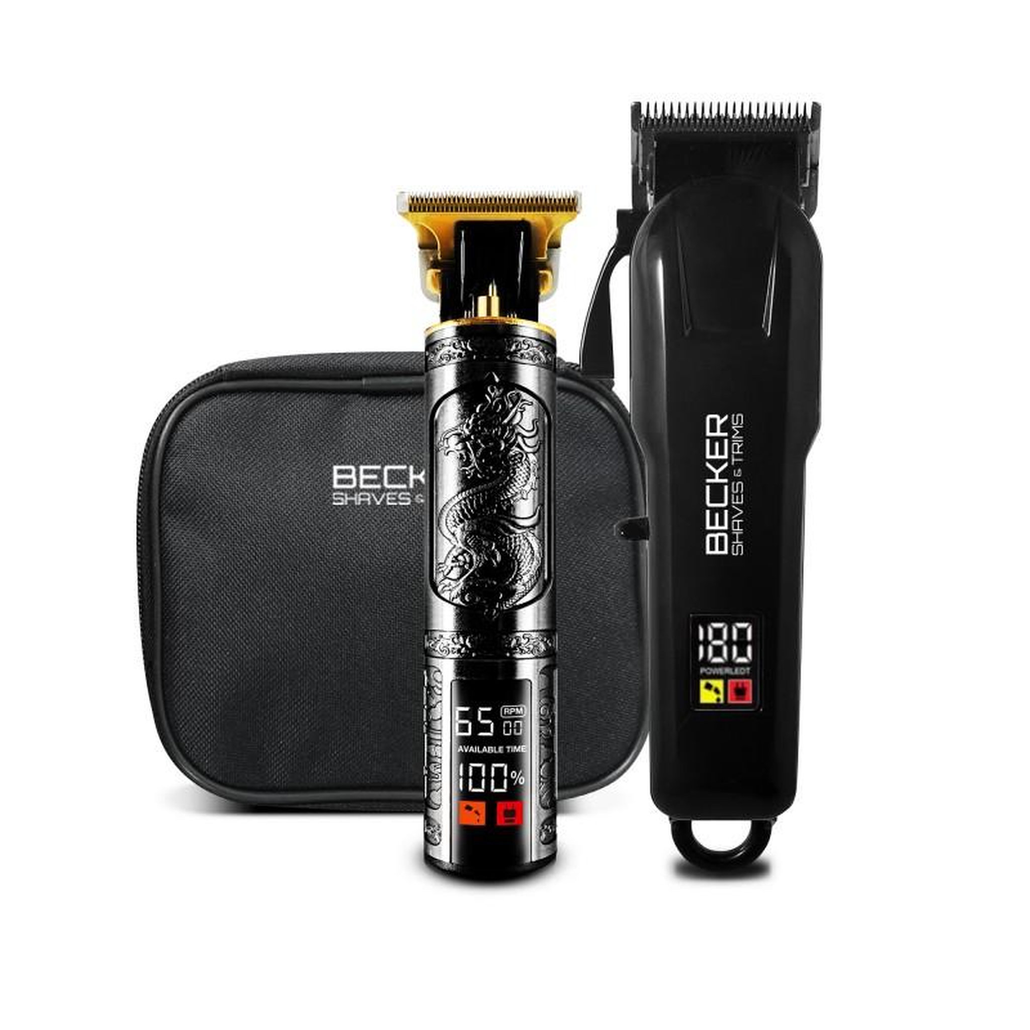 Voir la diapositive 3 : BECKER SHAVES ET TRIMS Kit 2 tondeuses barbe et cheveux homme sans fil avec trousse de voyage strim xp becker