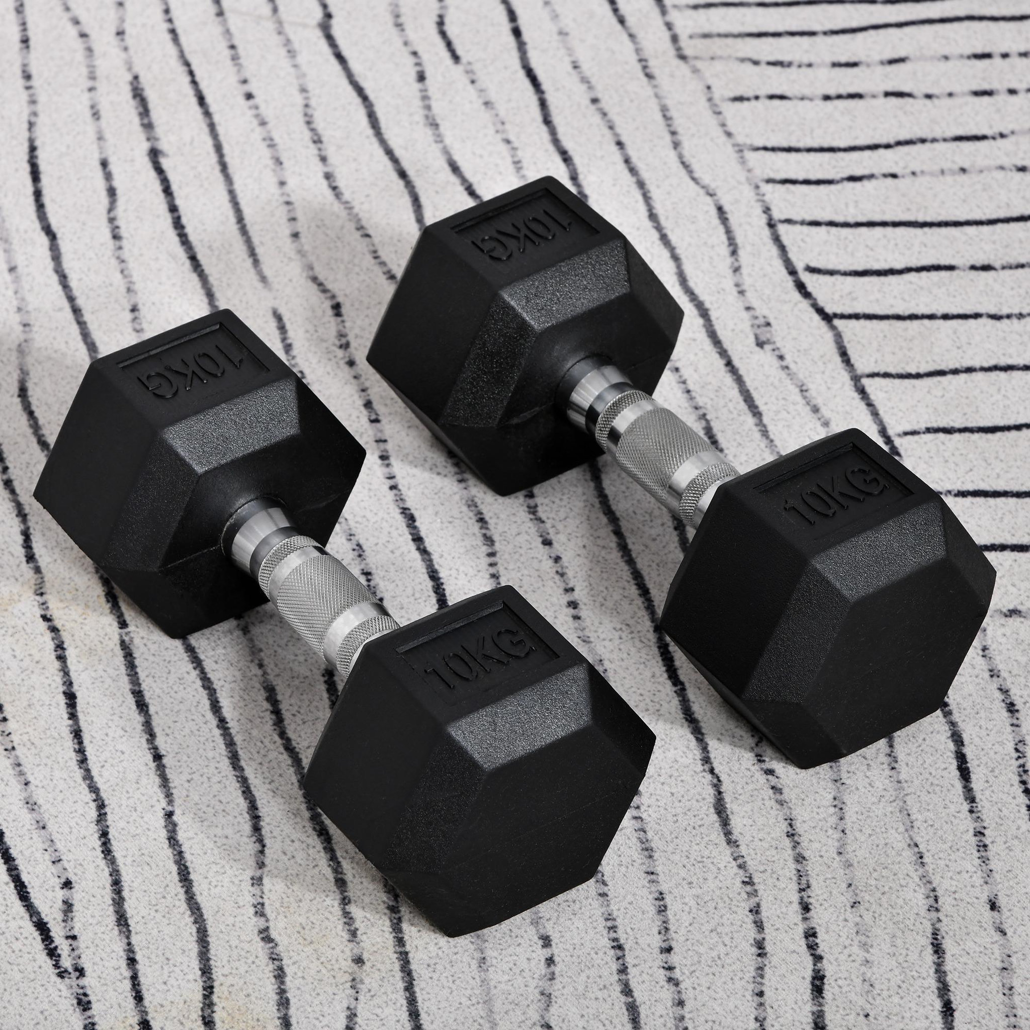 Voir la diapositive 5 : HOMCOM Ensemble d'haltères courtes total 20 kg - entraînement musculaire & haltérophilie - acier caoutchouc noir