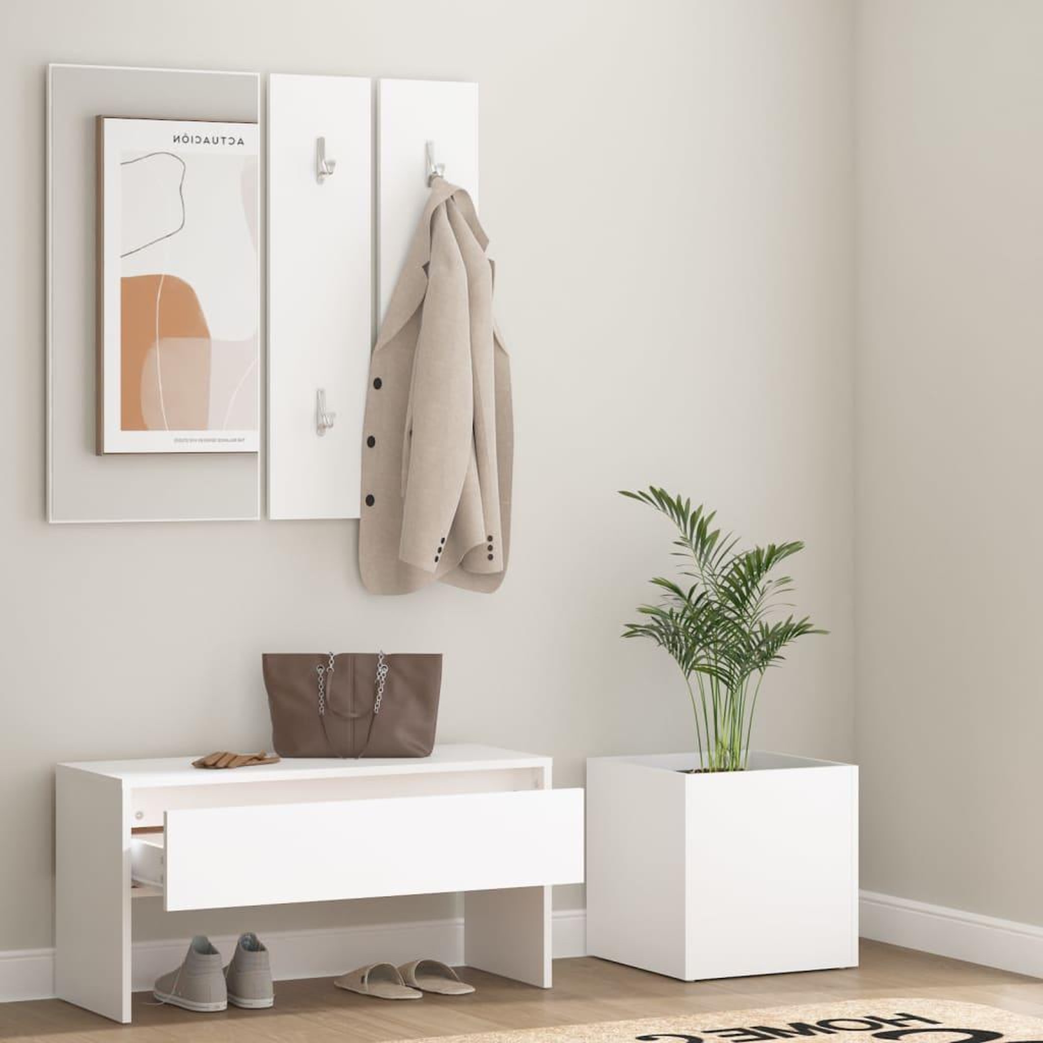 Voir la diapositive 3 : VIDAXL Ensemble de meubles de couloir Blanc Bois d'ingenierie