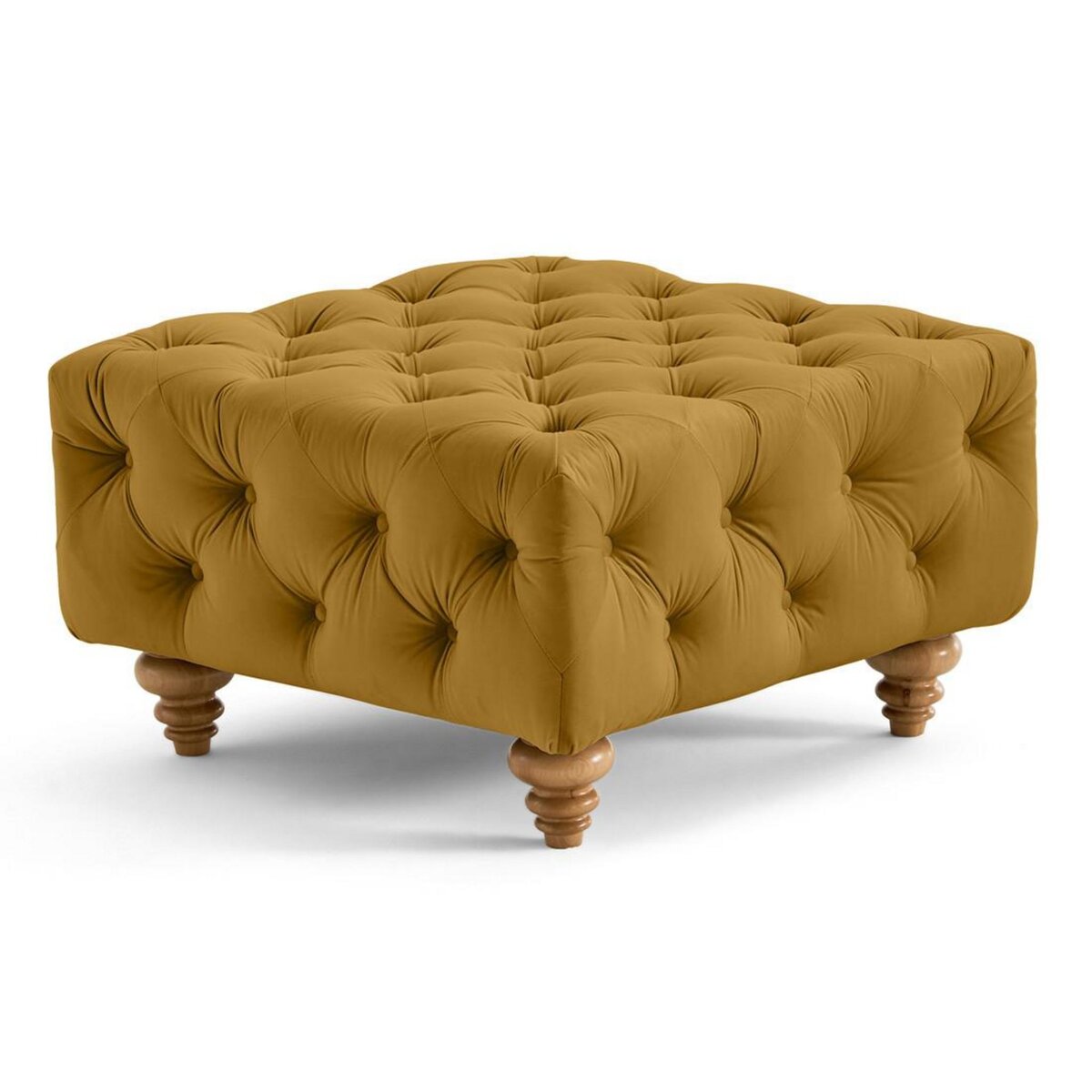 LISA DESIGN Walter - pouf chesterfield en velours - pieds bois