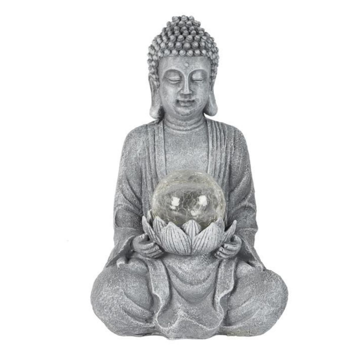 Paris Prix Lampe Solaire Déco  Bouddha  26cm Gris