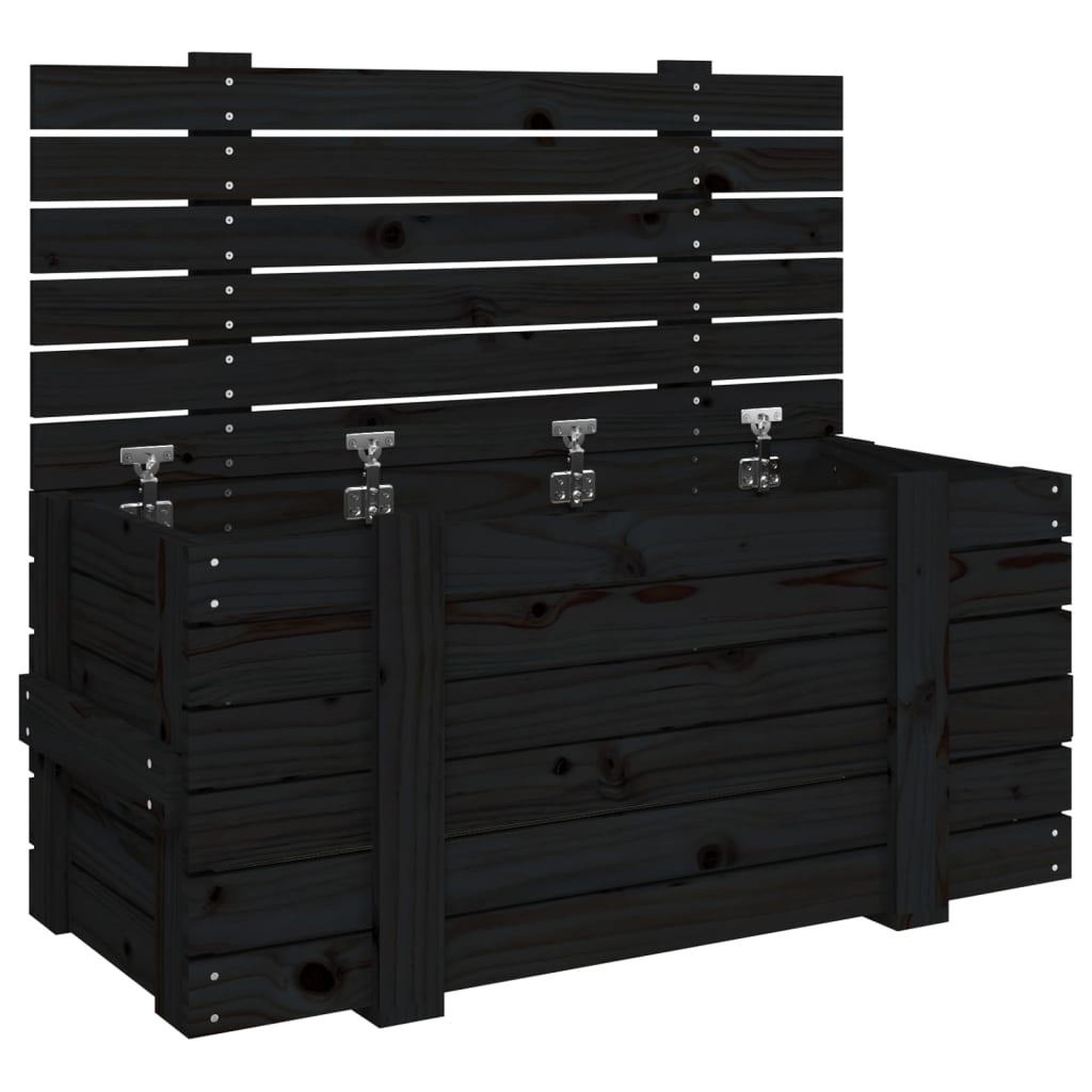 Voir la diapositive 2 : VIDAXL Boîte de rangement Noir 91x40,5x42 cm Bois massif de pin