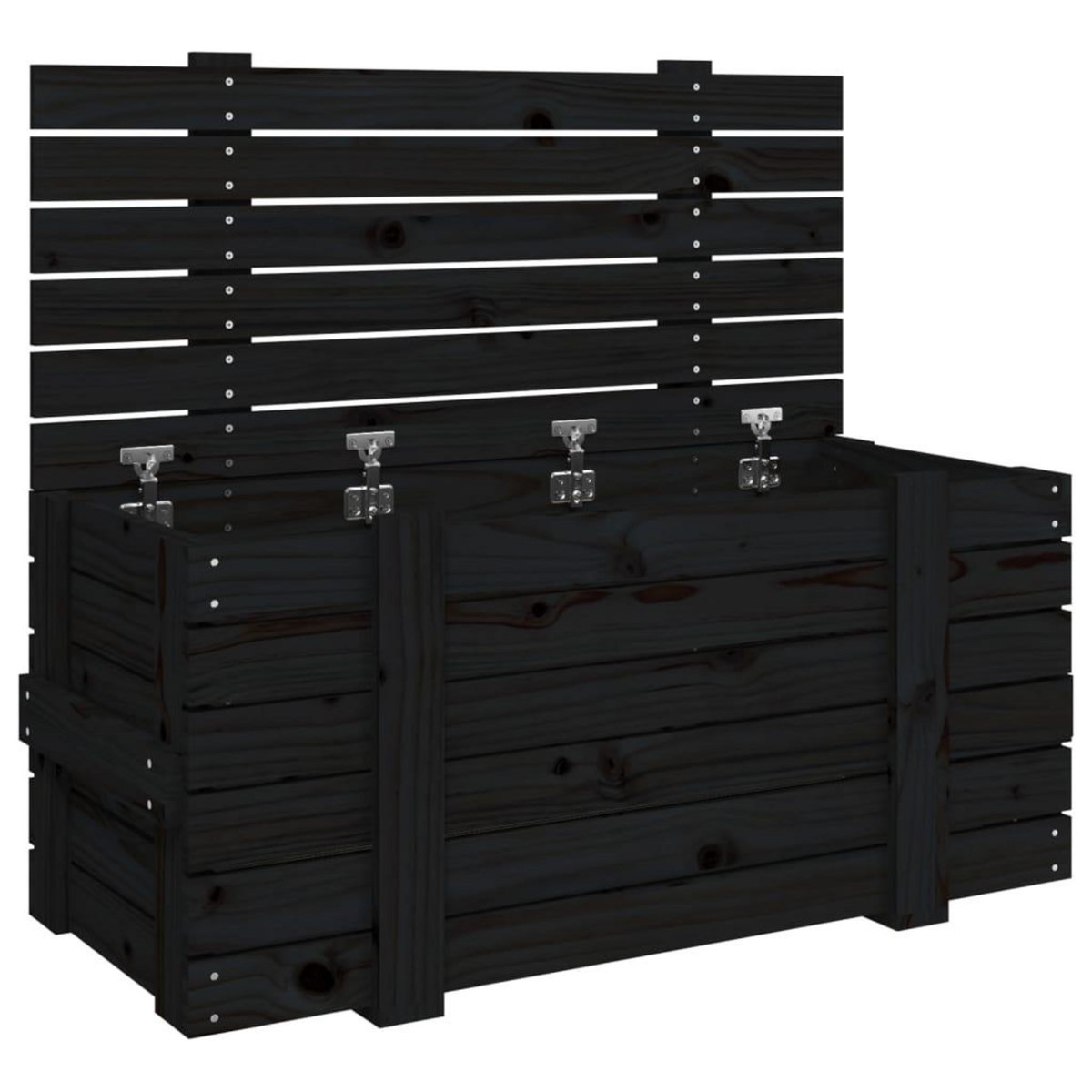 VIDAXL Boîte de rangement Noir 91x40,5x42 cm Bois massif de pin