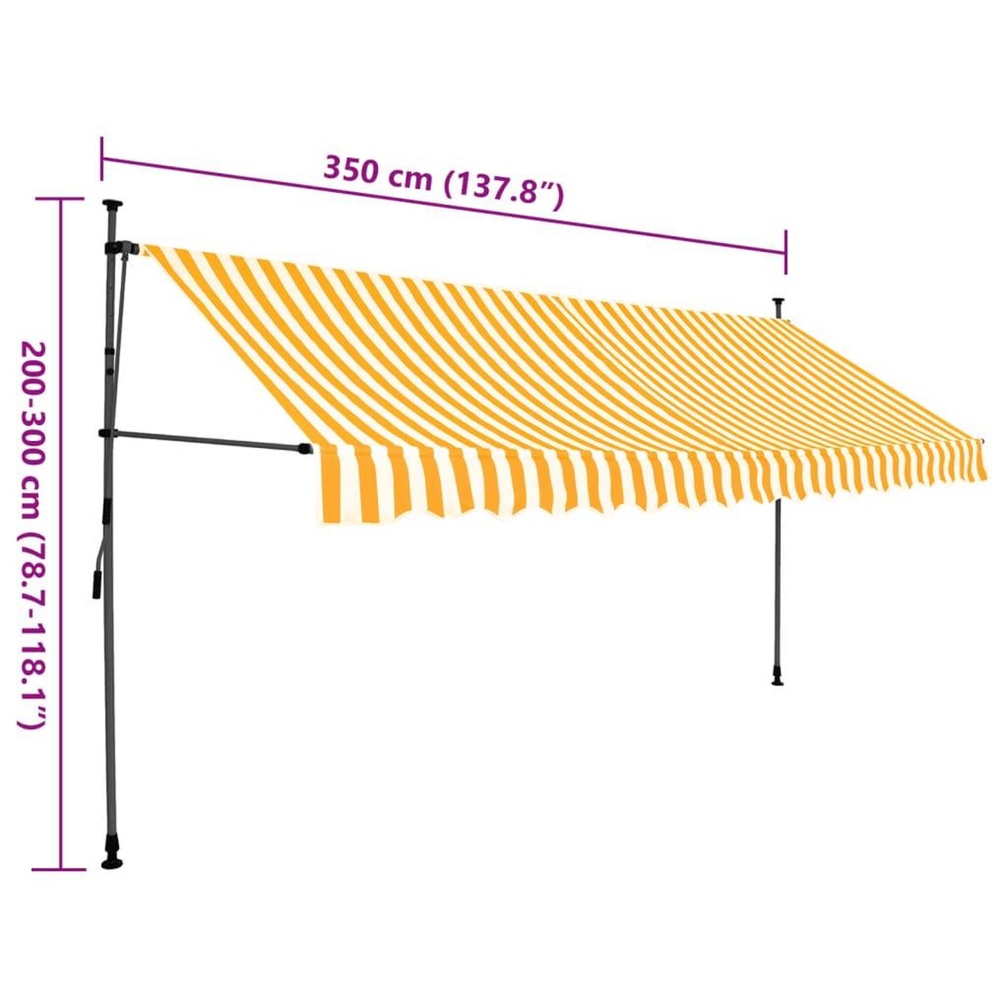 Voir la diapositive 6 : VIDAXL Auvent manuel retractable avec LED 350 cm Blanc et orange