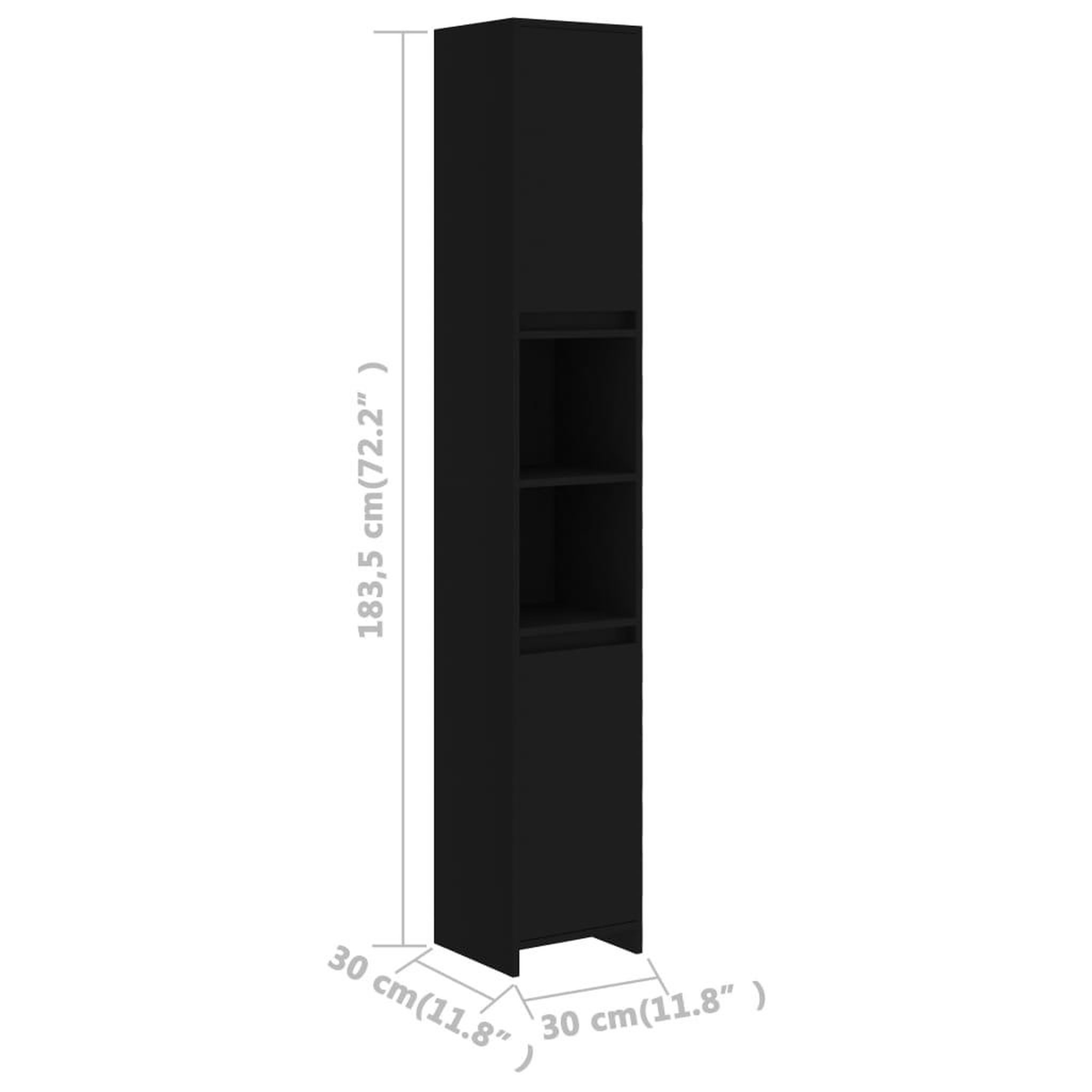 Voir la diapositive 6 : VIDAXL Armoire de salle de bain Noir 30x30x183,5 cm Bois d'ingenierie