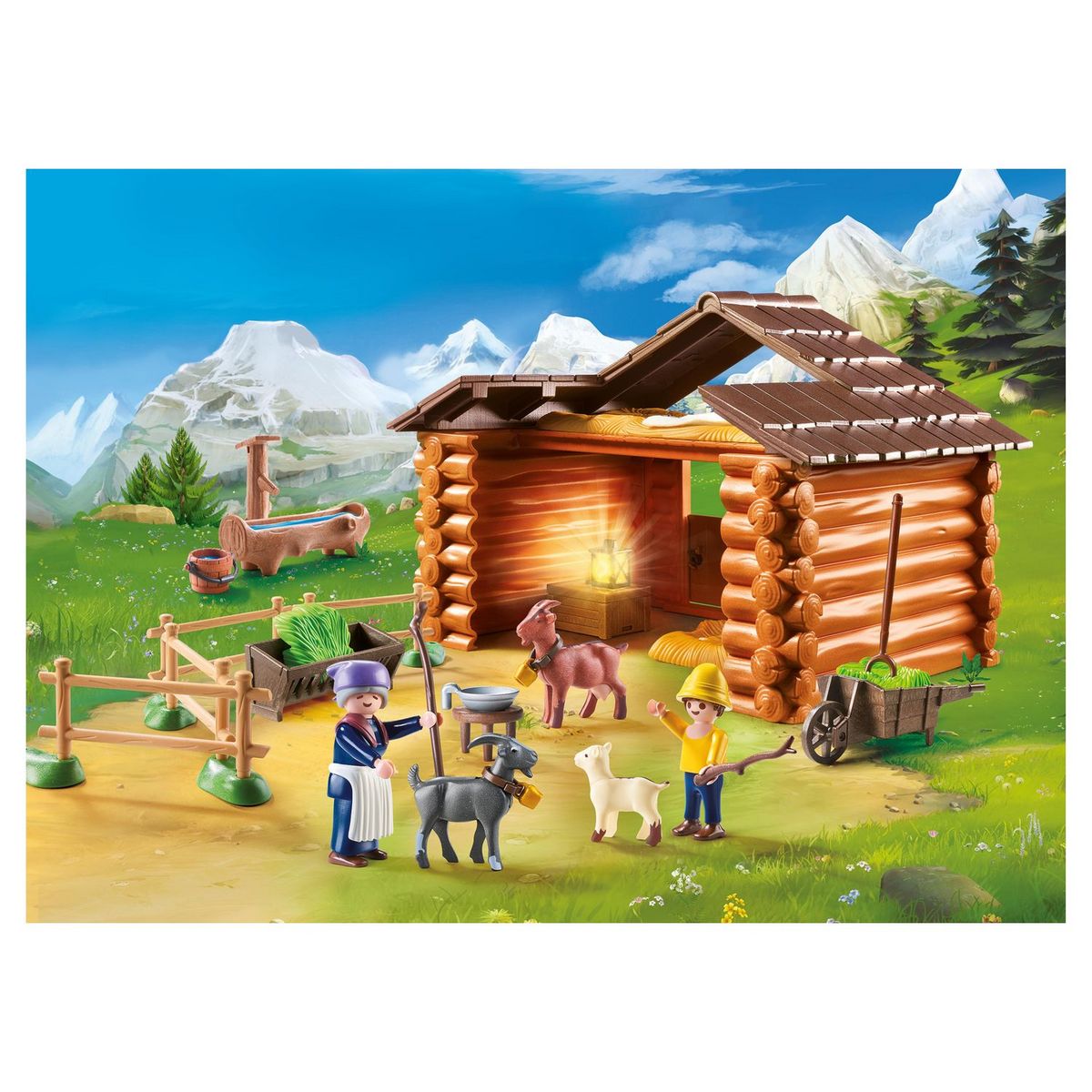 PLAYMOBIL 70255 - Heidi - Peter avec étable de chèvres