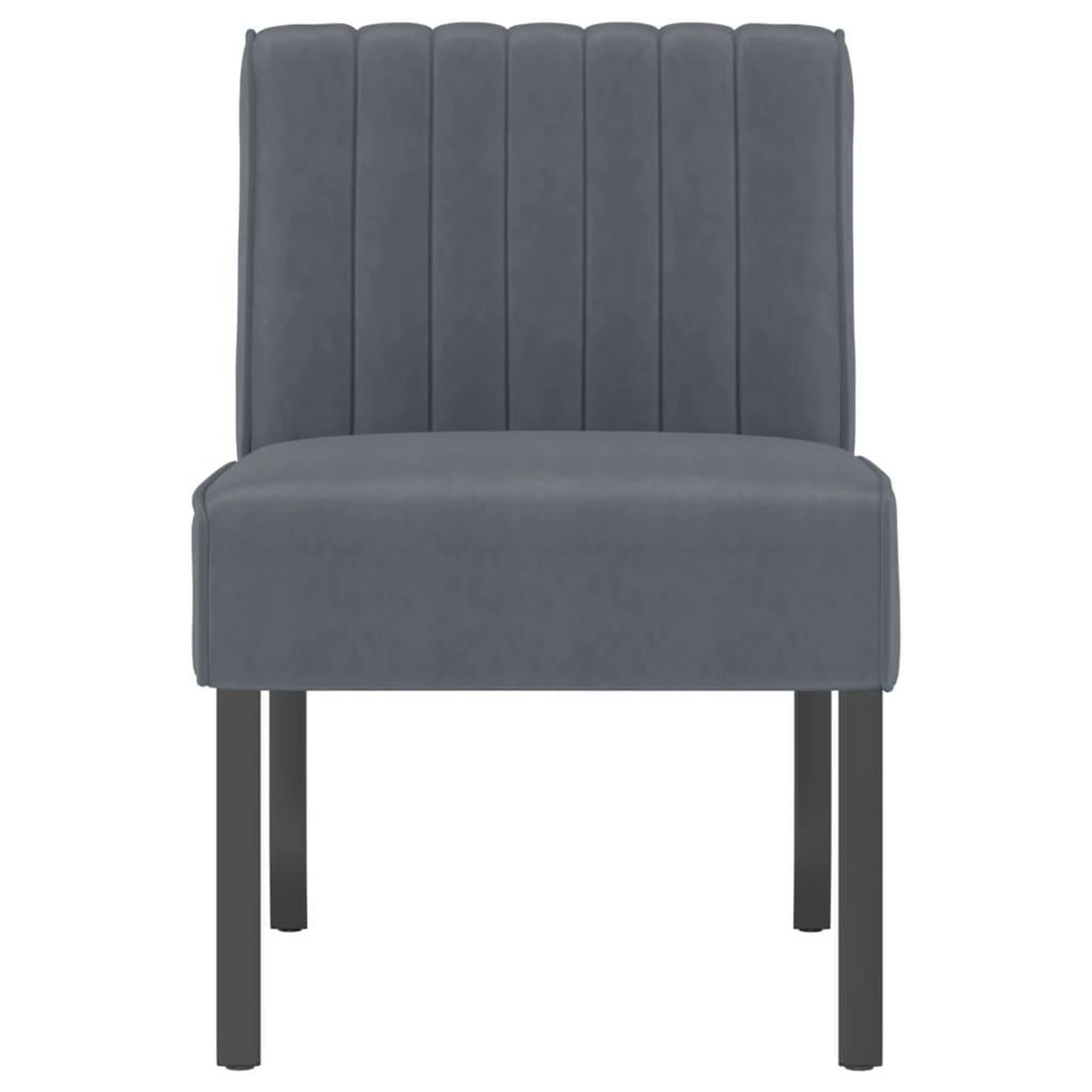Voir la diapositive 3 : VIDAXL Fauteuil sans accoudoirs gris fonce velours
