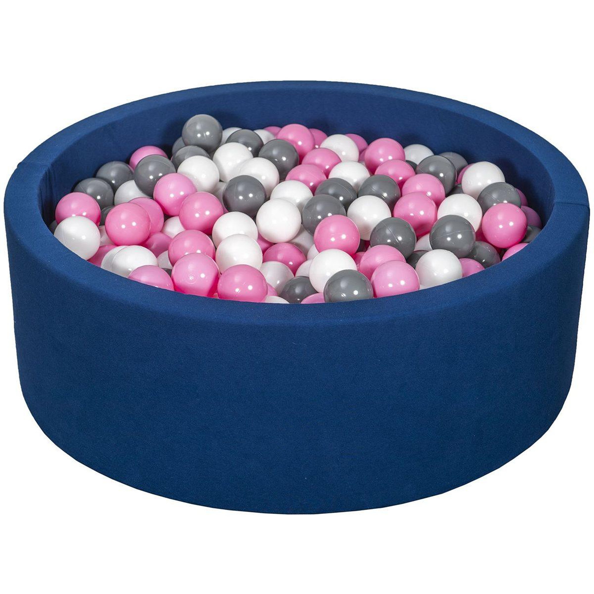 VELINDA Piscine à balles aire de jeu + 450 balles bleu marine blanc,rose clair,gris
