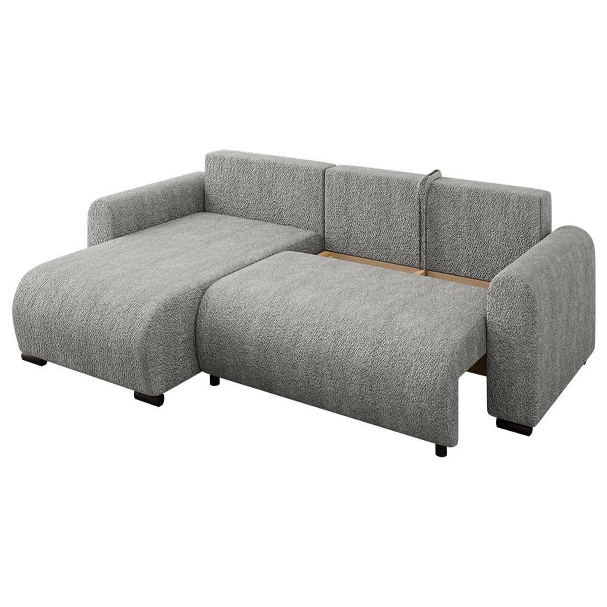 Voir la diapositive 3 : BEST MOBILIER Rosalie - canapé d'angle réversible 4 places convertible avec coffre en tissu bouclette