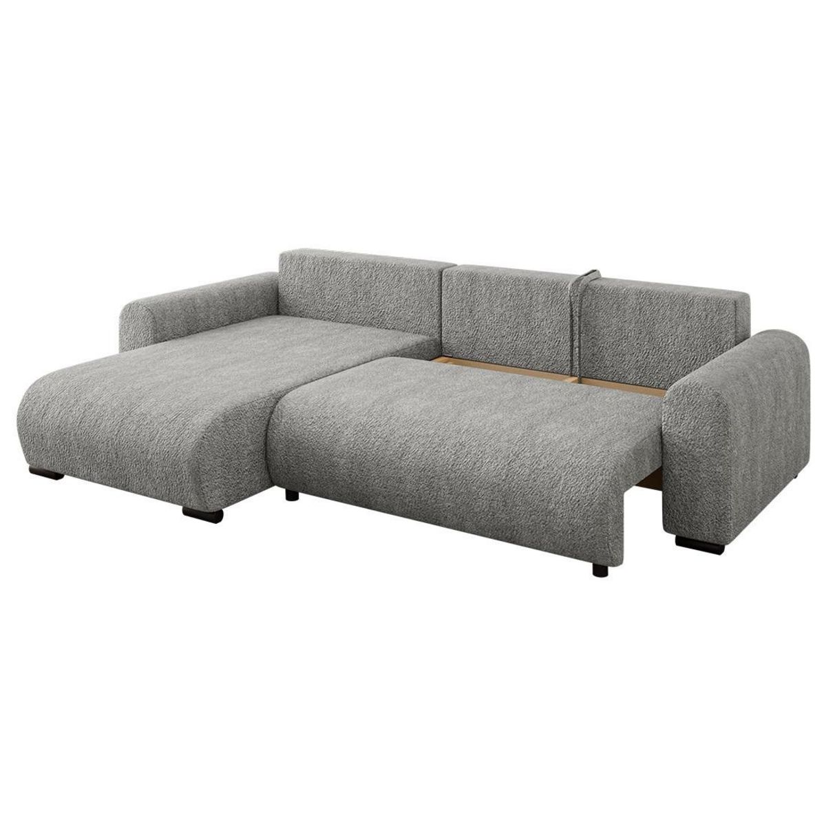 BEST MOBILIER Rosalie - canapé d'angle réversible 4 places convertible avec coffre en tissu bouclette