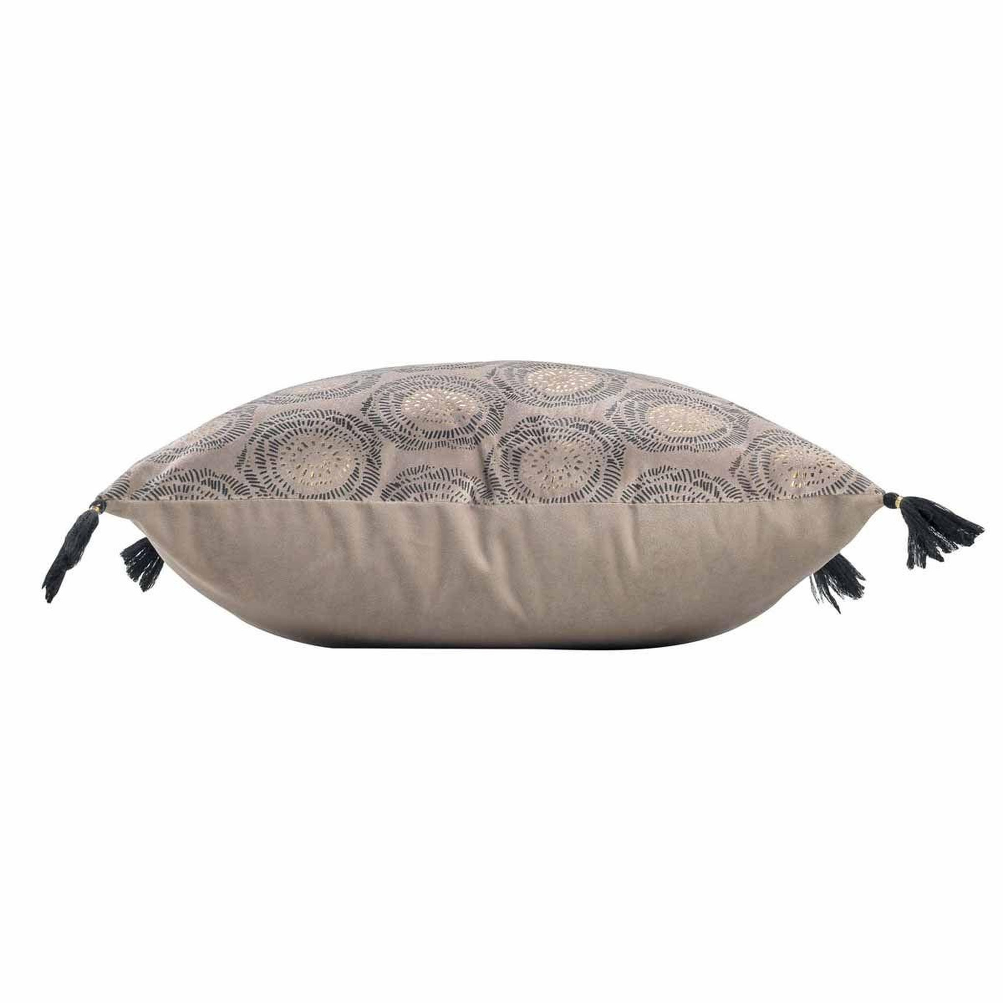 Voir la diapositive 2 : Douceur d'Intérieur Coussin déco à pompons  onyxia  45x45cm naturel