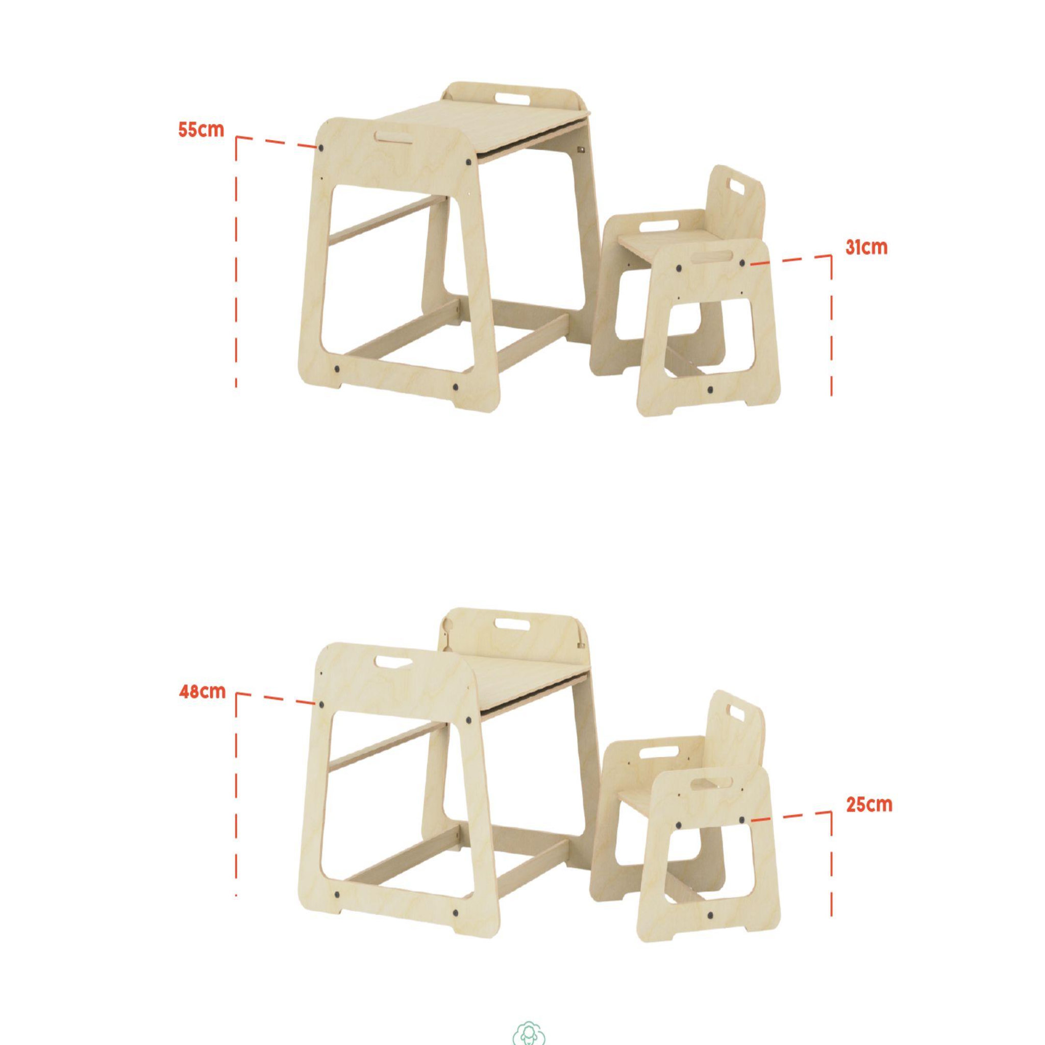 Voir la diapositive 2 : MAMATOYZ Bureau en bois avec chaise pour enfant MyTable
