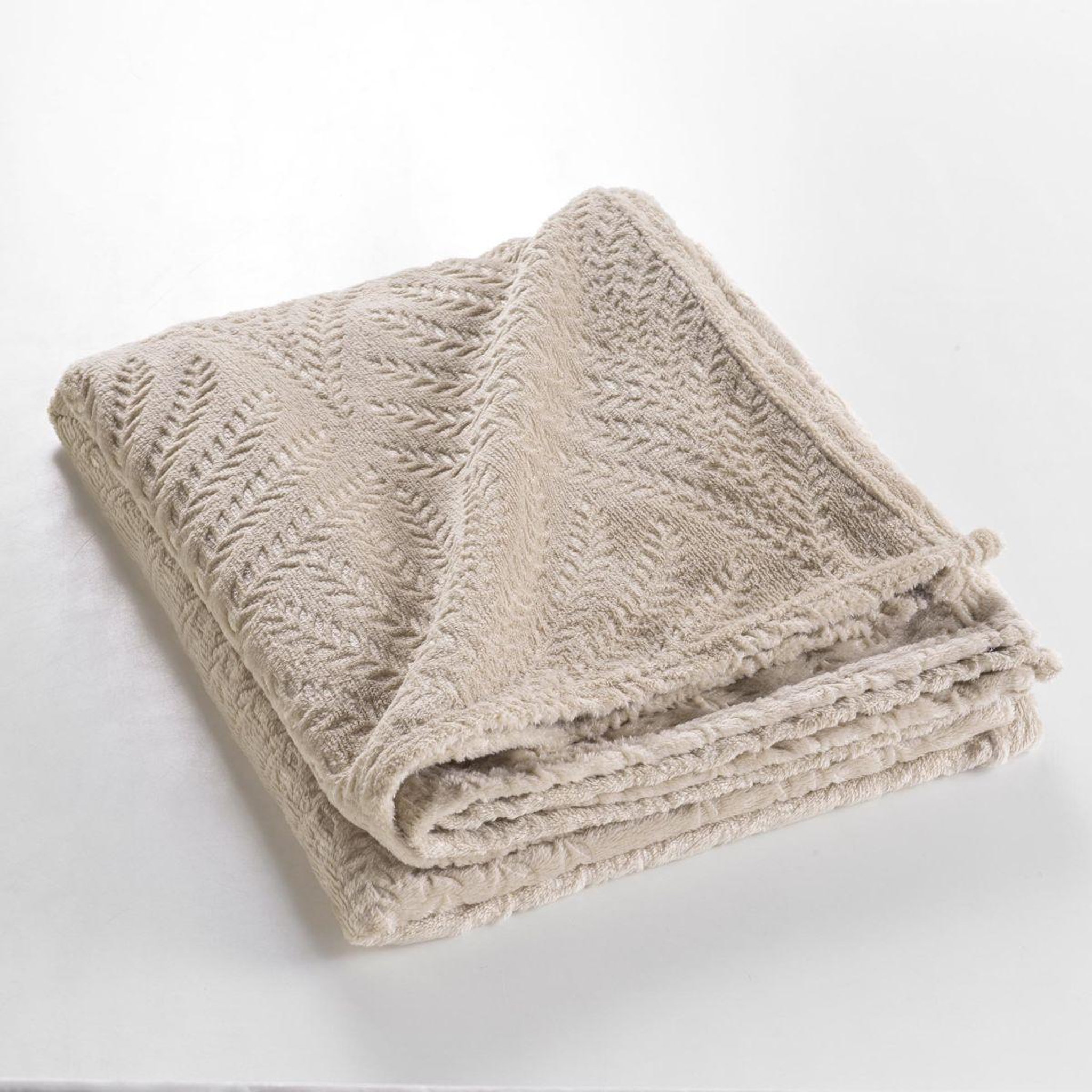Voir la diapositive 3 : Douceur d'Intérieur Plaid uni en flanelle  nelia  125x150cm taupe