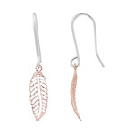 L'ATELIER D'AZUR Boucles d'Oreilles Dormeuses Feuilles Or Bicolore - Femme