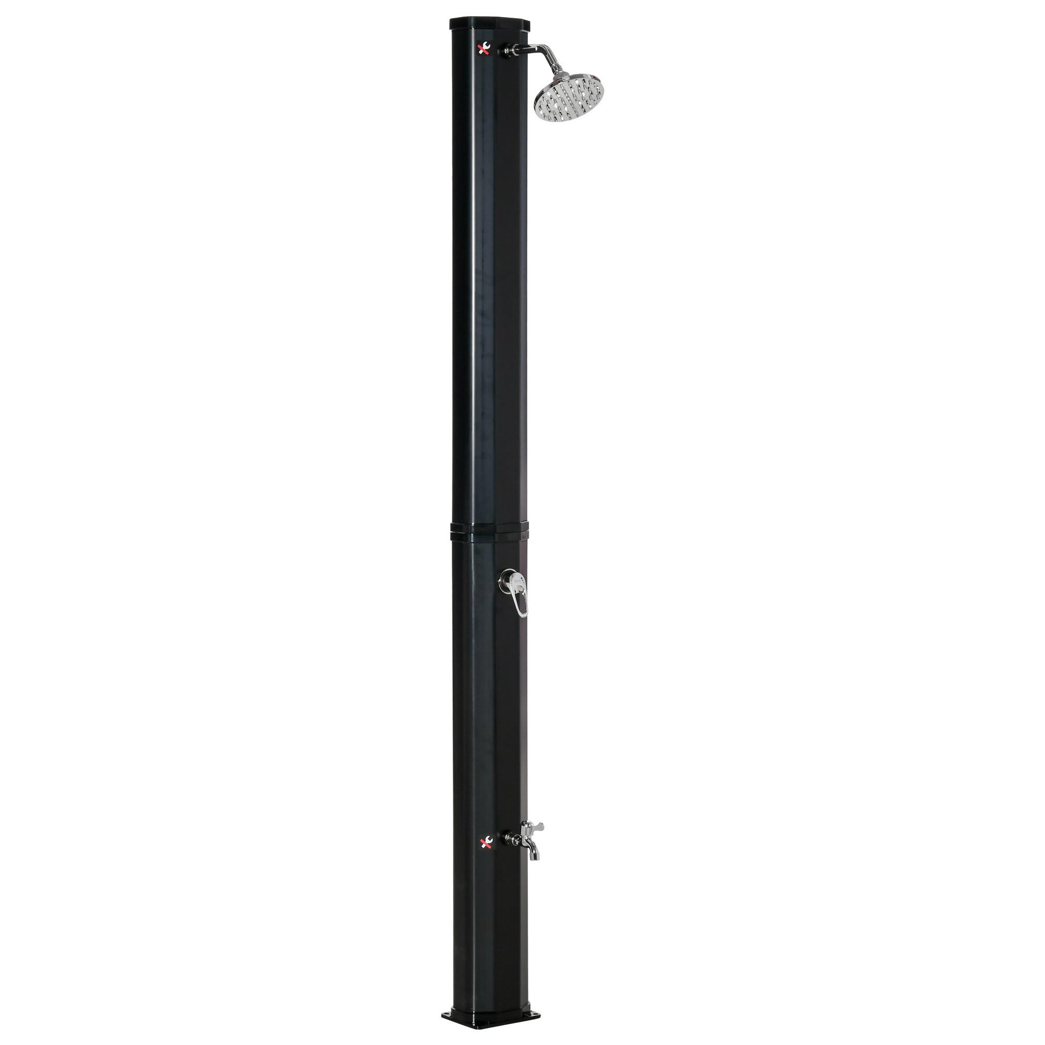 Voir la diapositive 1 : OUTSUNNY Douche solaire d'extérieur réservoir 35L pression max. 3,5 bar - mitigeur, grand pommeau orientable, robinet à pieds - PVC ABS noir