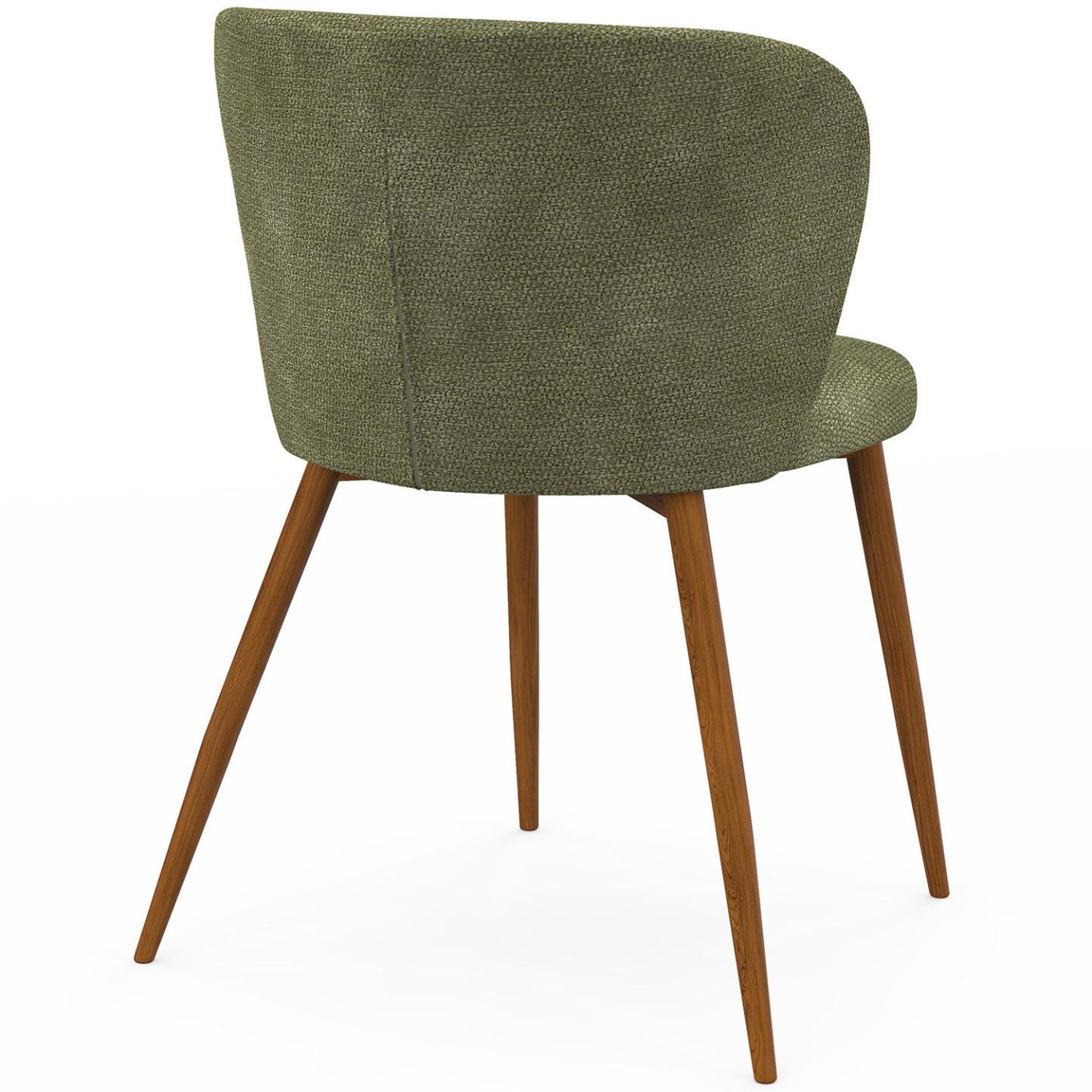 Voir la diapositive 4 : ID MARKET Lot de 4 chaises paulie en tissu chenille kaki pieds noyer pour salle à manger