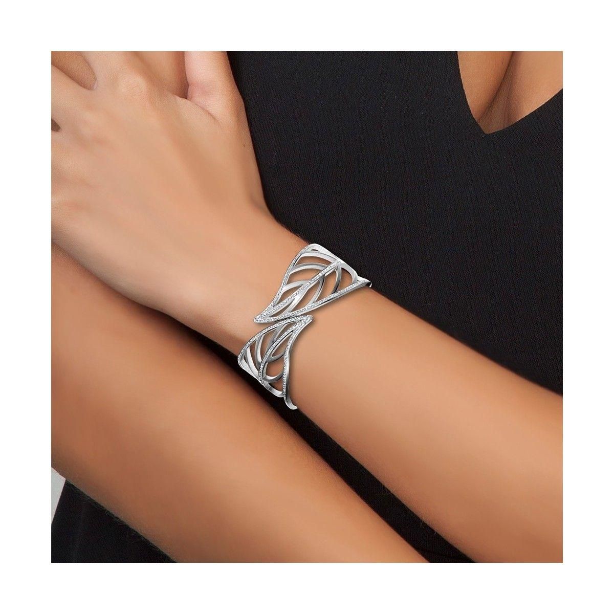 SC CRYSTAL Bracelet feuille par SC Crystal orné de cristaux scintillants