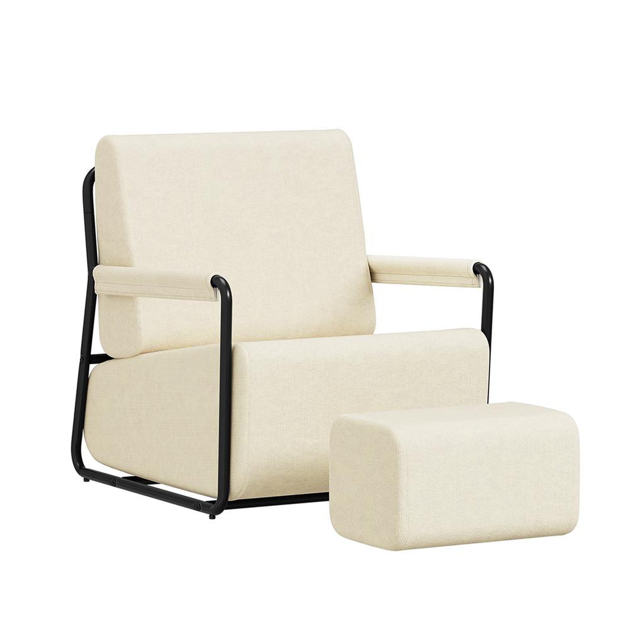 SOBUY Fauteuil relax avec repose-pieds beige 59,5x74x78cm fst99-mi