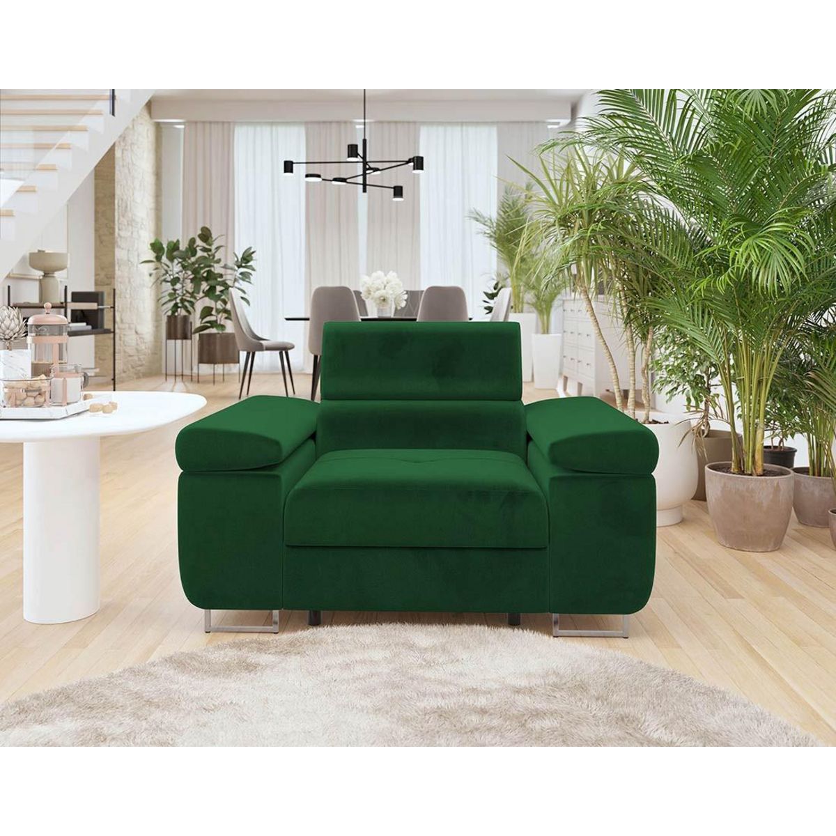BEST MOBILIER Pablo - fauteuil avec têtière ajustable - en velours