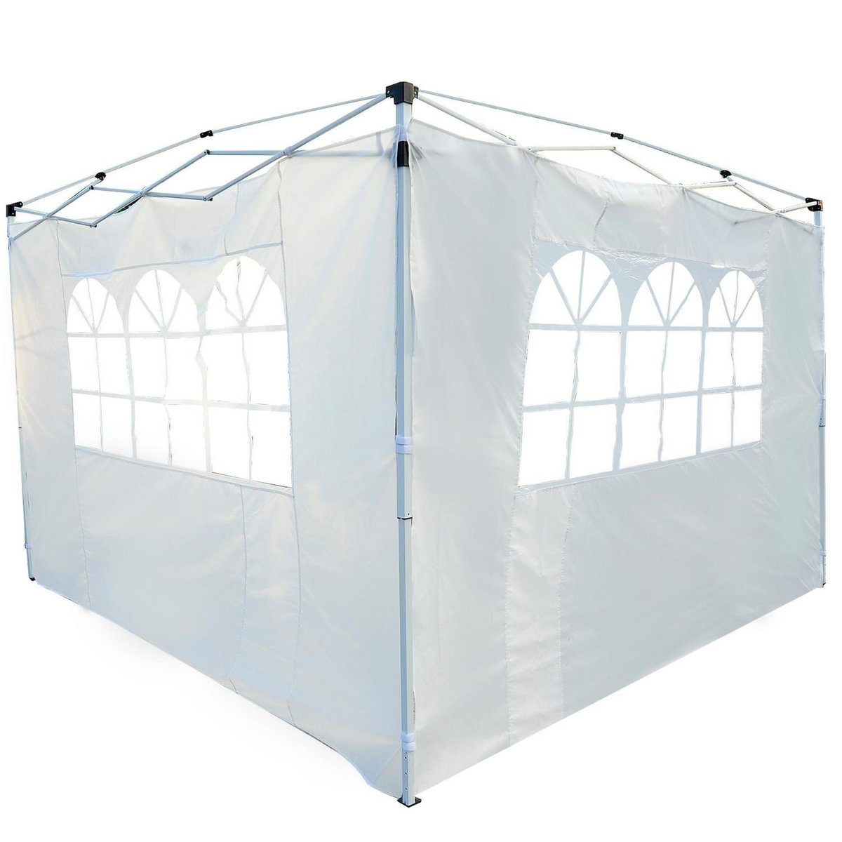 OUTSUNNY Parois latérales de rechange barnum tonnelle 3 x 3 ou 3 x 6 m 2 pièces 2 grandes fenêtres blanc