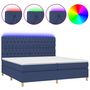 Voir la diapositive 2 : VIDAXL Sommier a lattes de lit et matelas et LED Bleu 200x200 cm Tissu