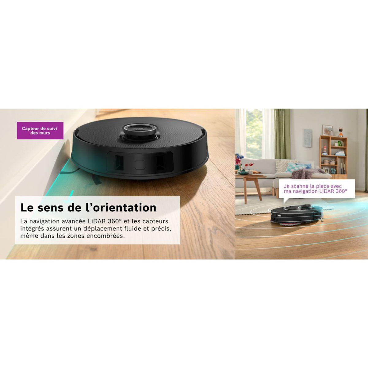 BOSCH Robot Aspirateur Laveur Spotless Max Noir