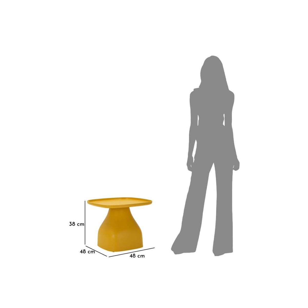 Paris Prix Table d'Appoint Carrée  Gea  38cm Jaune