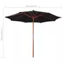 VIDAXL Parasol avec mat en bois 300x258 cm Noir