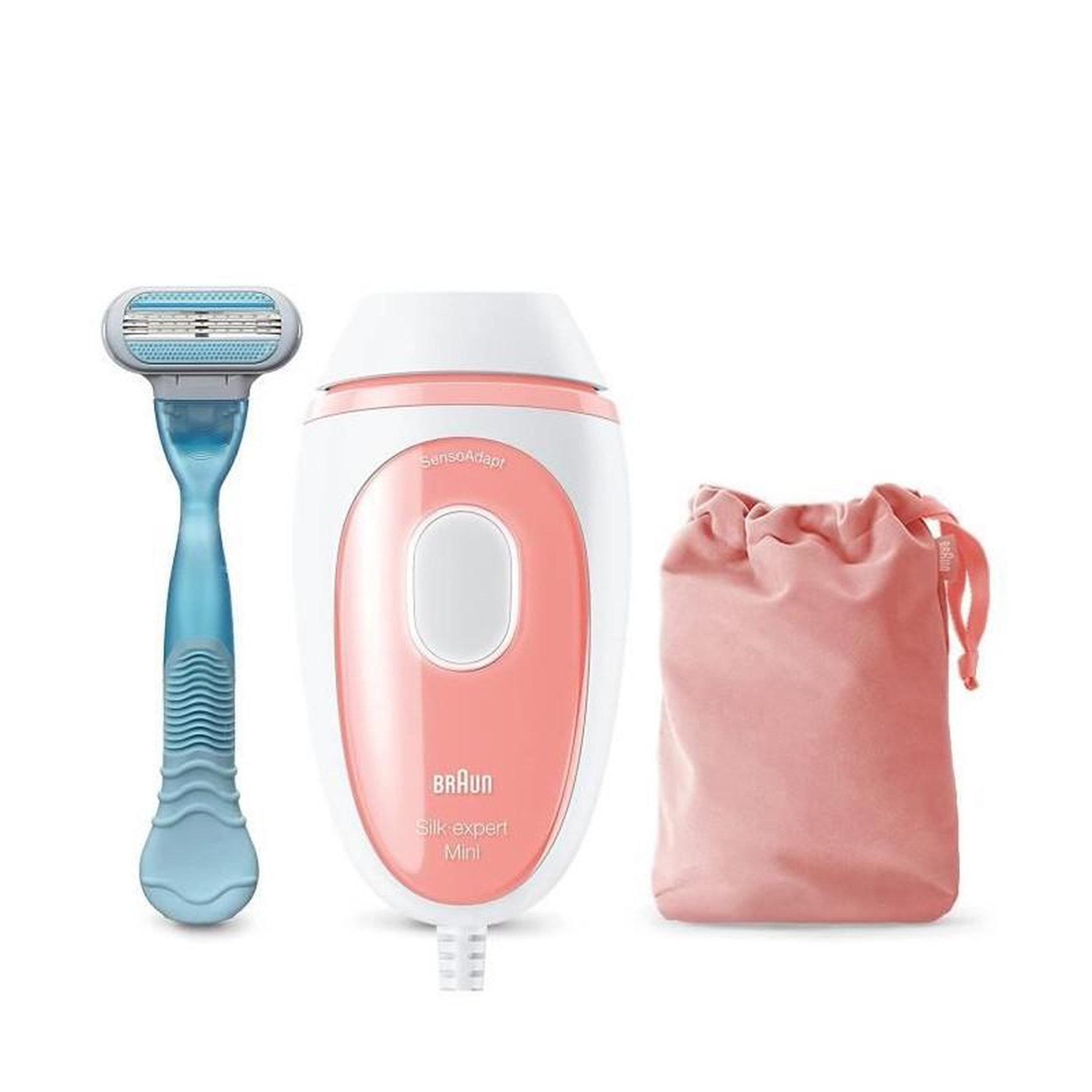 BRAUN Braun Silk·expert Mini PL1014, Épilateur a Lumiere Pulsée, Épilation Semi-Définitive, Blanc/Rose, Avec Pochette De Voyage