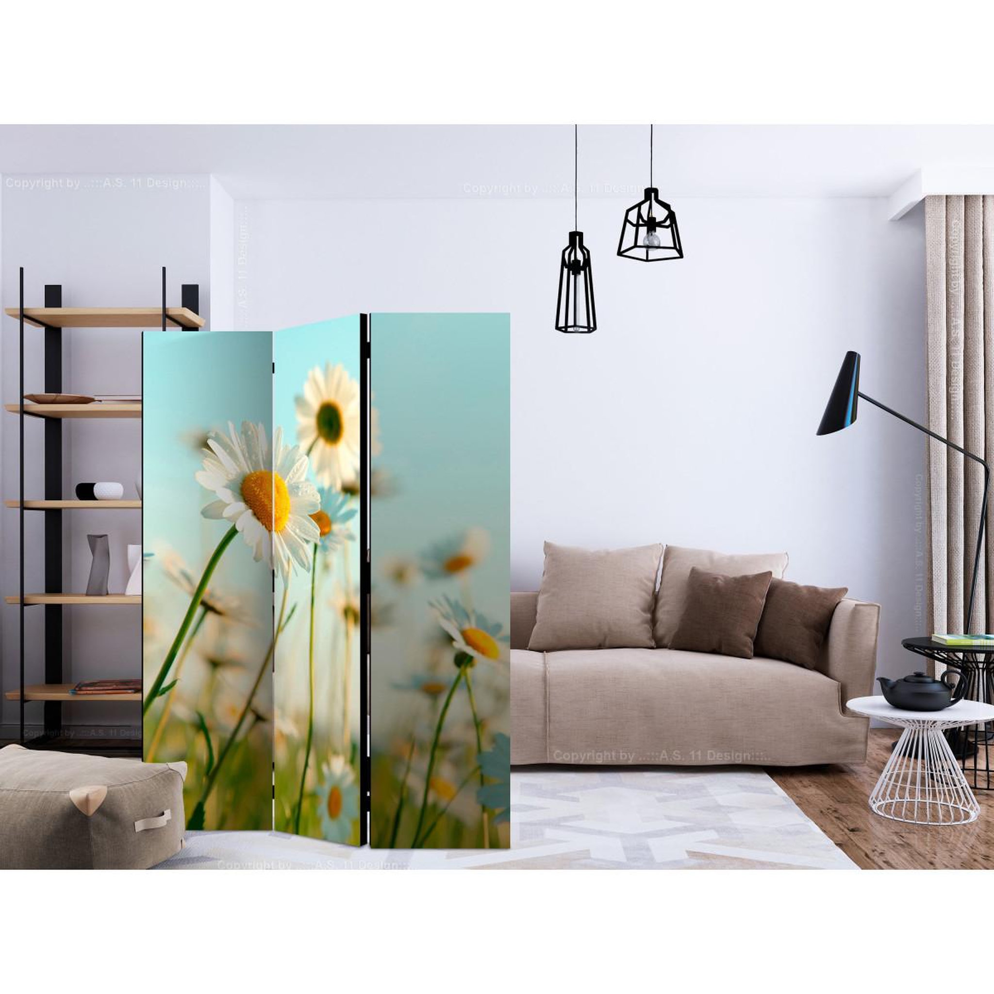 Voir la diapositive 2 : Paris Prix Paravent 3 volets  daisies spring meadow ii  135x172cm