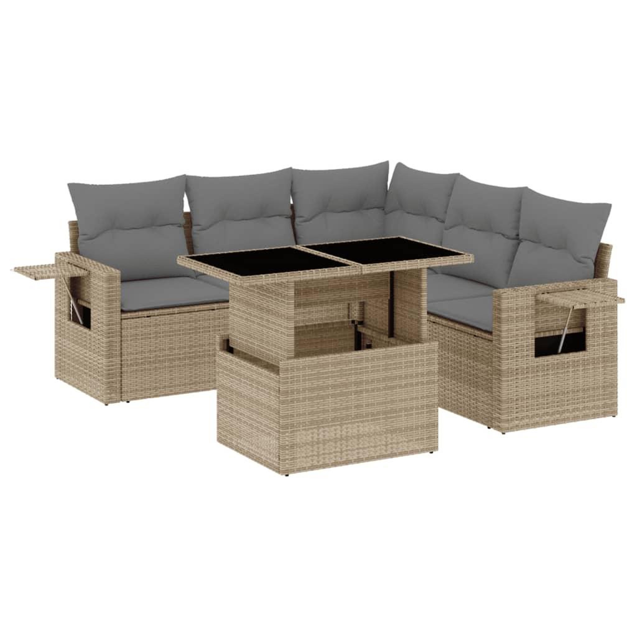 Voir la diapositive 2 : VIDAXL Salon de jardin avec coussins 6 pcs beige resine tressee