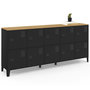 Voir la diapositive 1 : ID MARKET Buffet casier 180 cm ESTER 10 portes en métal noir plateau bois design industriel
