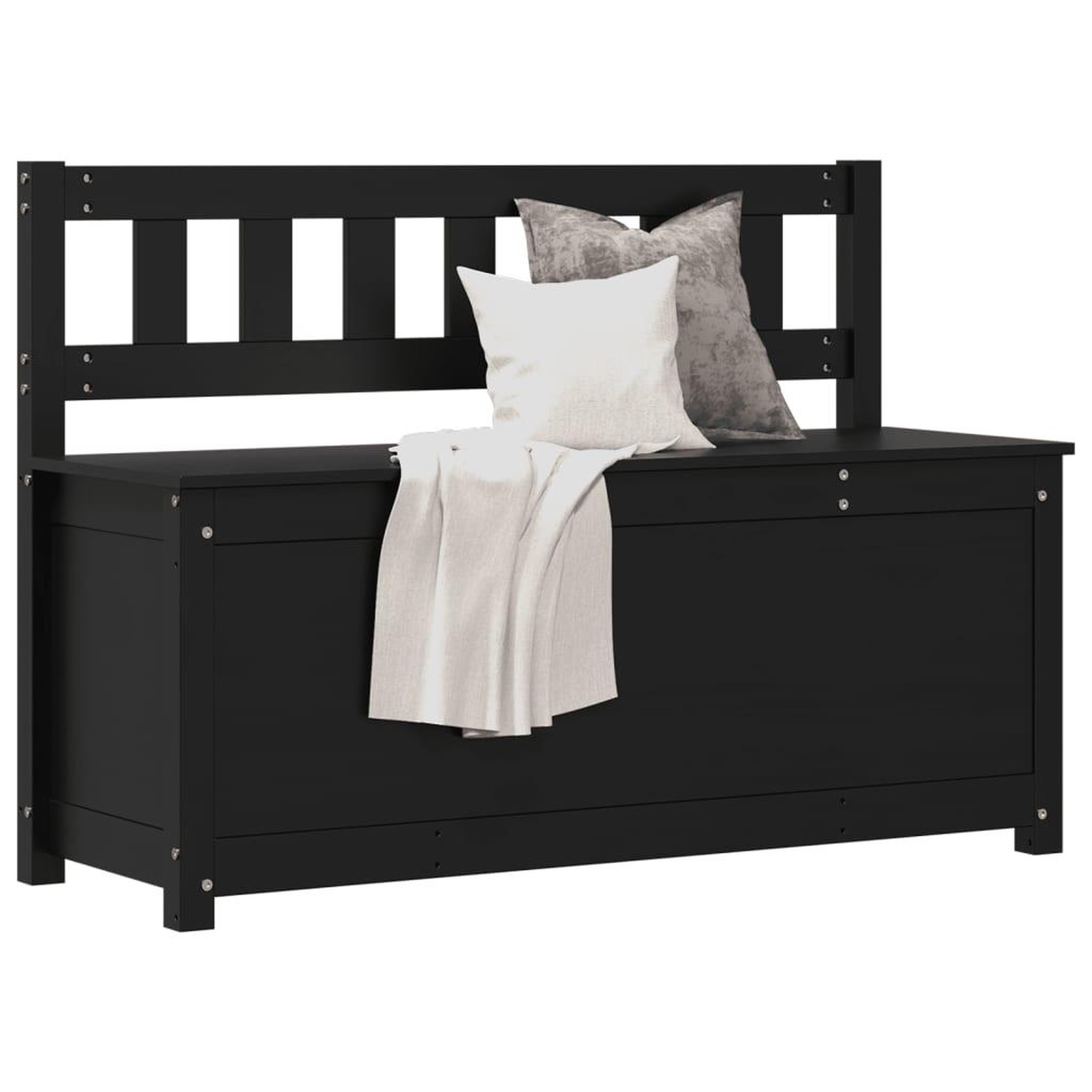 Voir la diapositive 1 : VIDAXL Banc Noir 110x41x76,5 cm Bois de pin massif