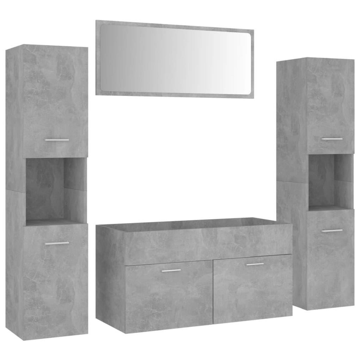 VIDAXL Ensemble de meubles de salle de bain Gris beton Agglomere