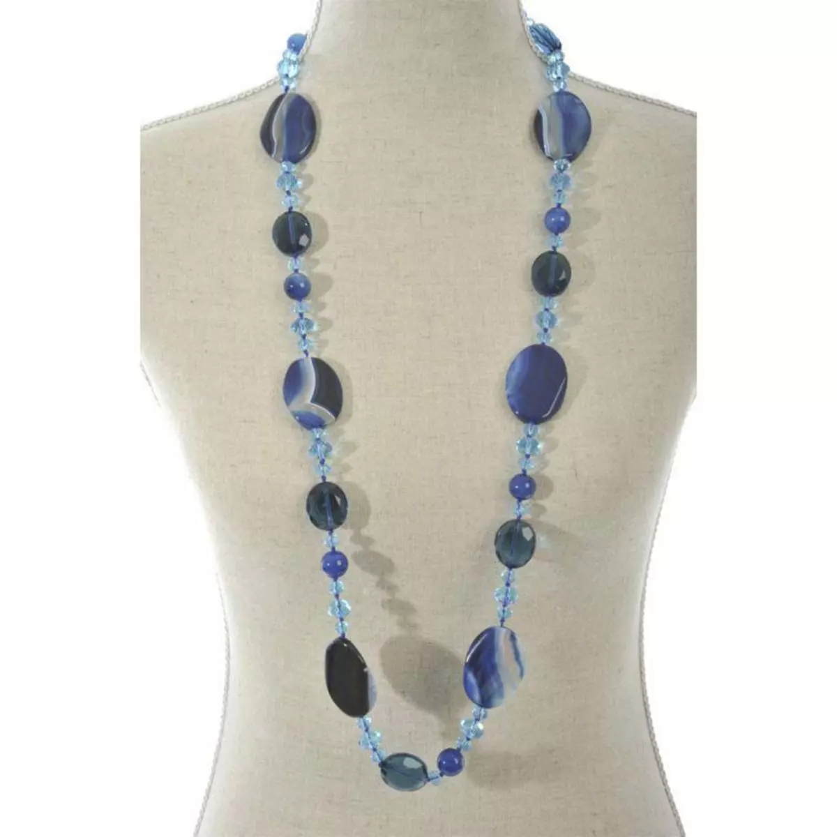 Paris Prix Collier Design Cristal & Perles  Neck  18cm Bleu Foncé