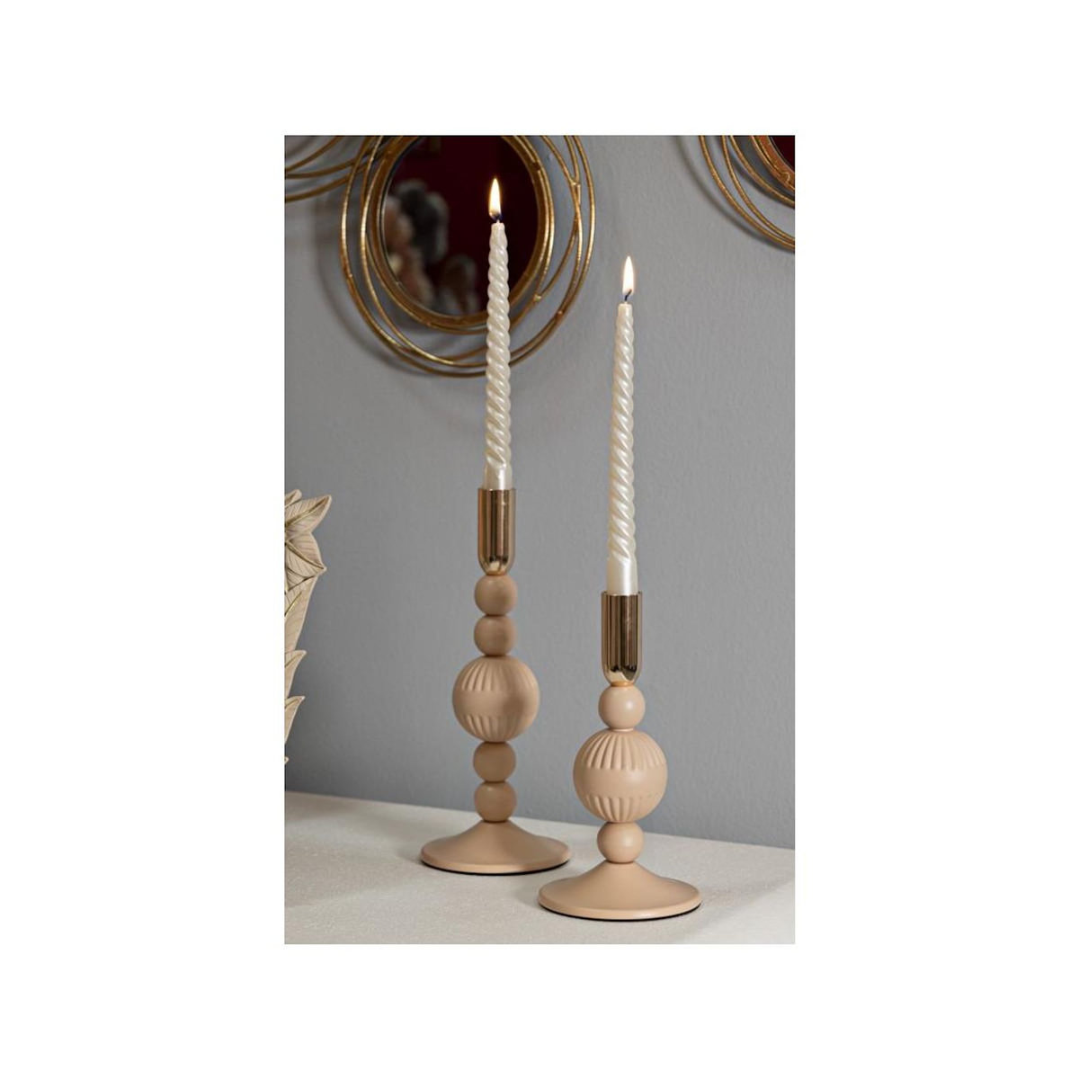 Paris Prix Lot de 2 Chandeliers  Aster  25cm Rose & Or