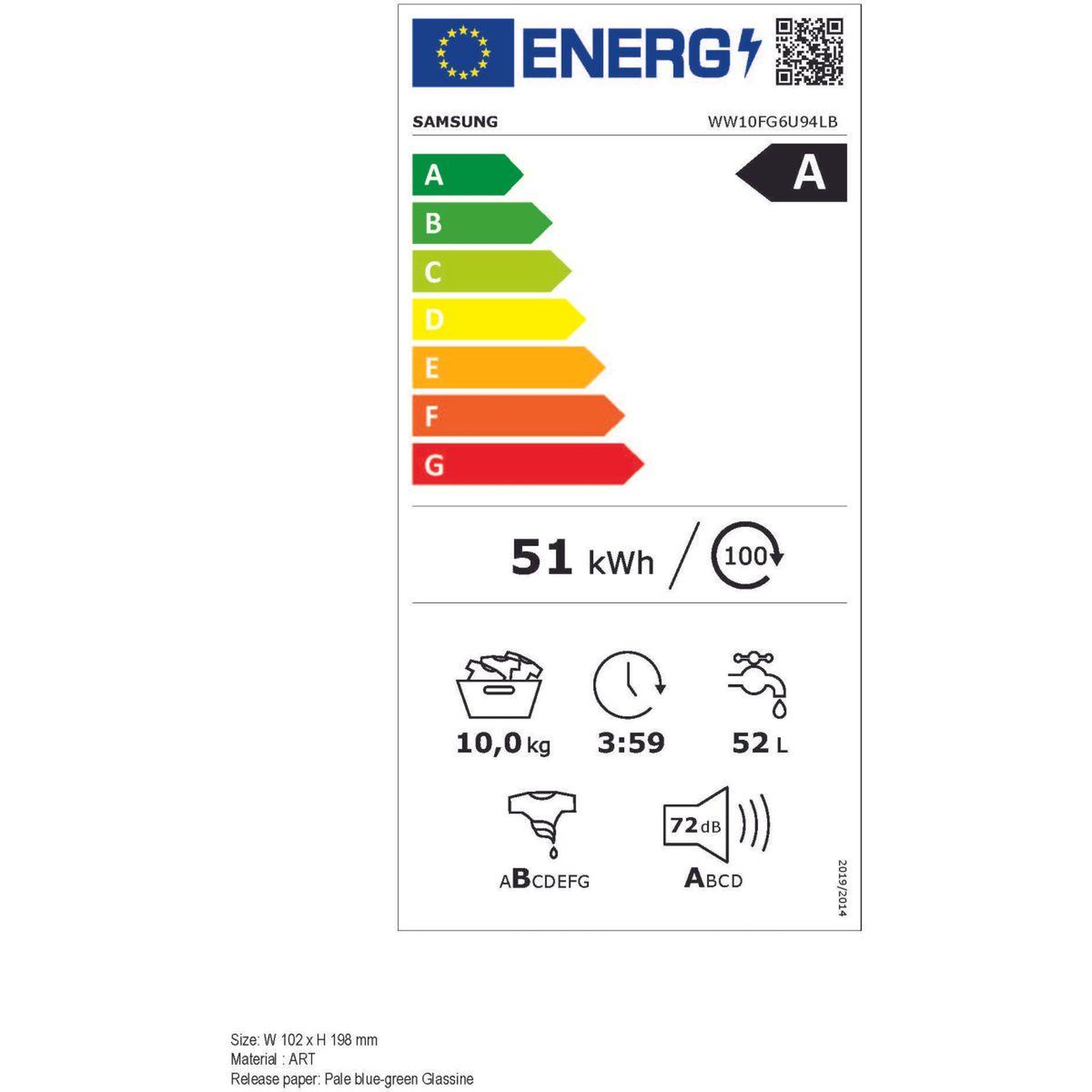 Voir la diapositive 6 : Samsung Lave linge hublot ai ecobubble ww10fg6u94lb