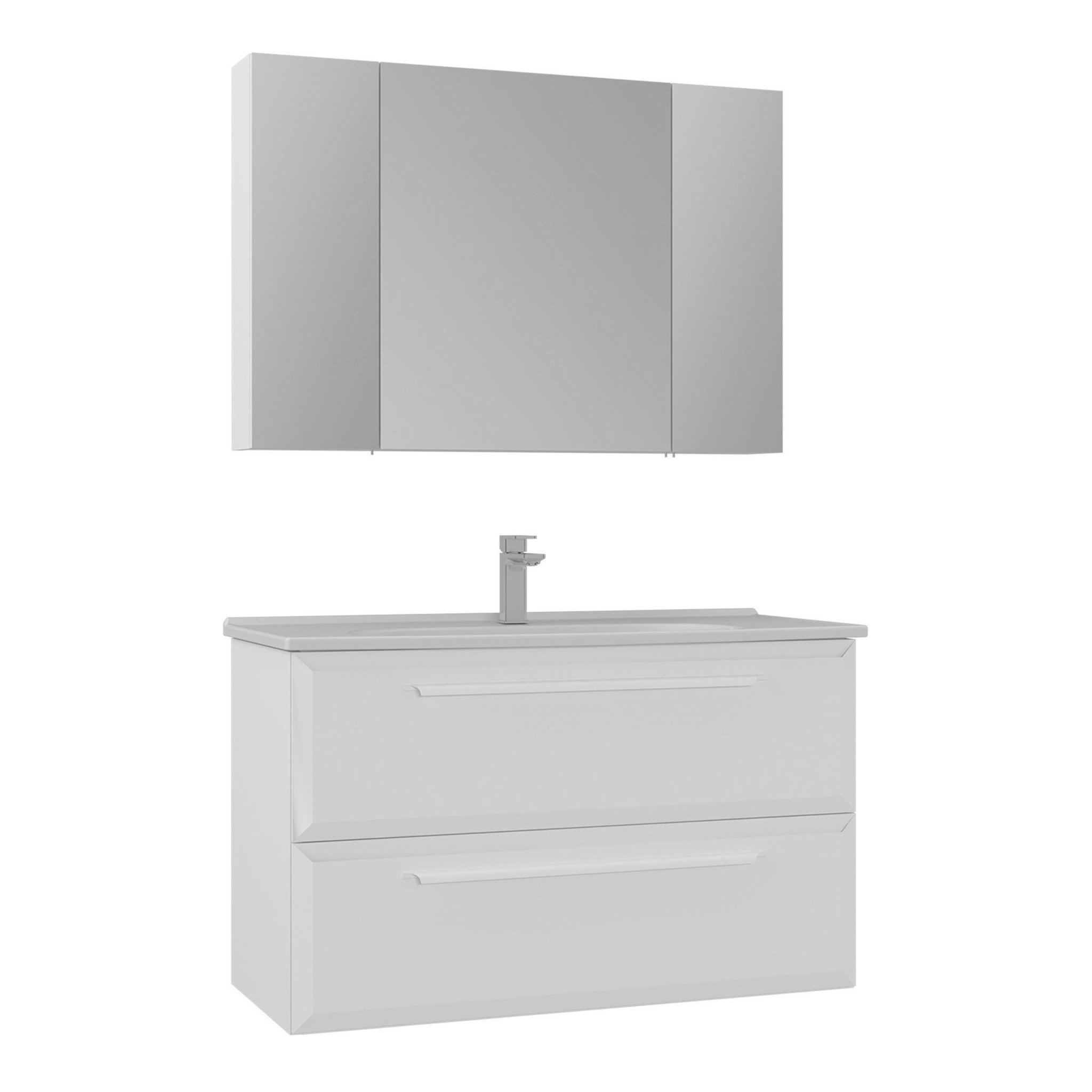 Habitat et Jardin Meuble avec simple vasque et miroir  Nuvola 100 v2  - 100 x 50 x 62 cm - White
