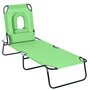 OUTSUNNY Bain de soleil pliable transat inclinable 4 positions chaise longue de lecture 3 coussins fournis vert