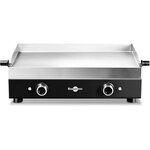 KRAMPOUZ Plancha électrique PFSR2AA-KR Noire Inox 2 brûleurs à poser, 64x33 cm