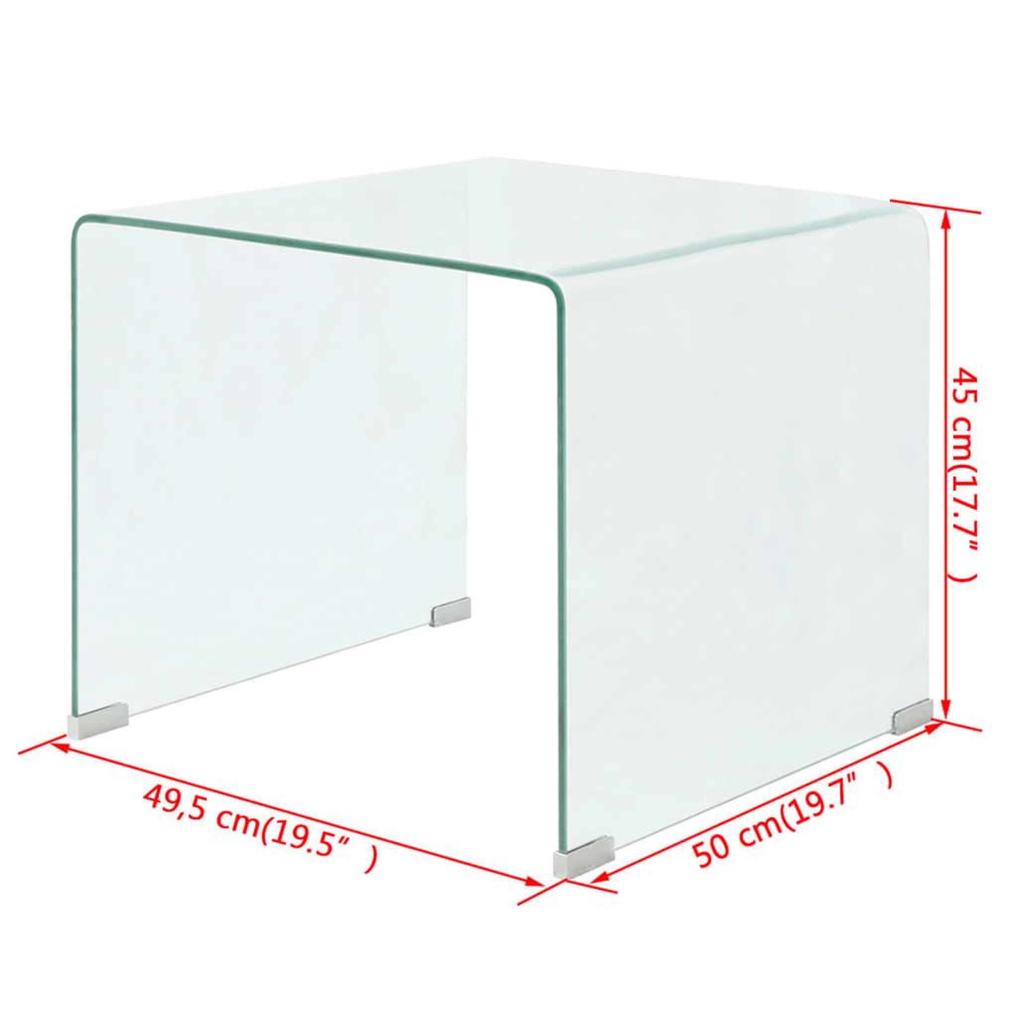Voir la diapositive 6 : VIDAXL Table basse 49,5 x 50 x 45 cm verre trempe transparent