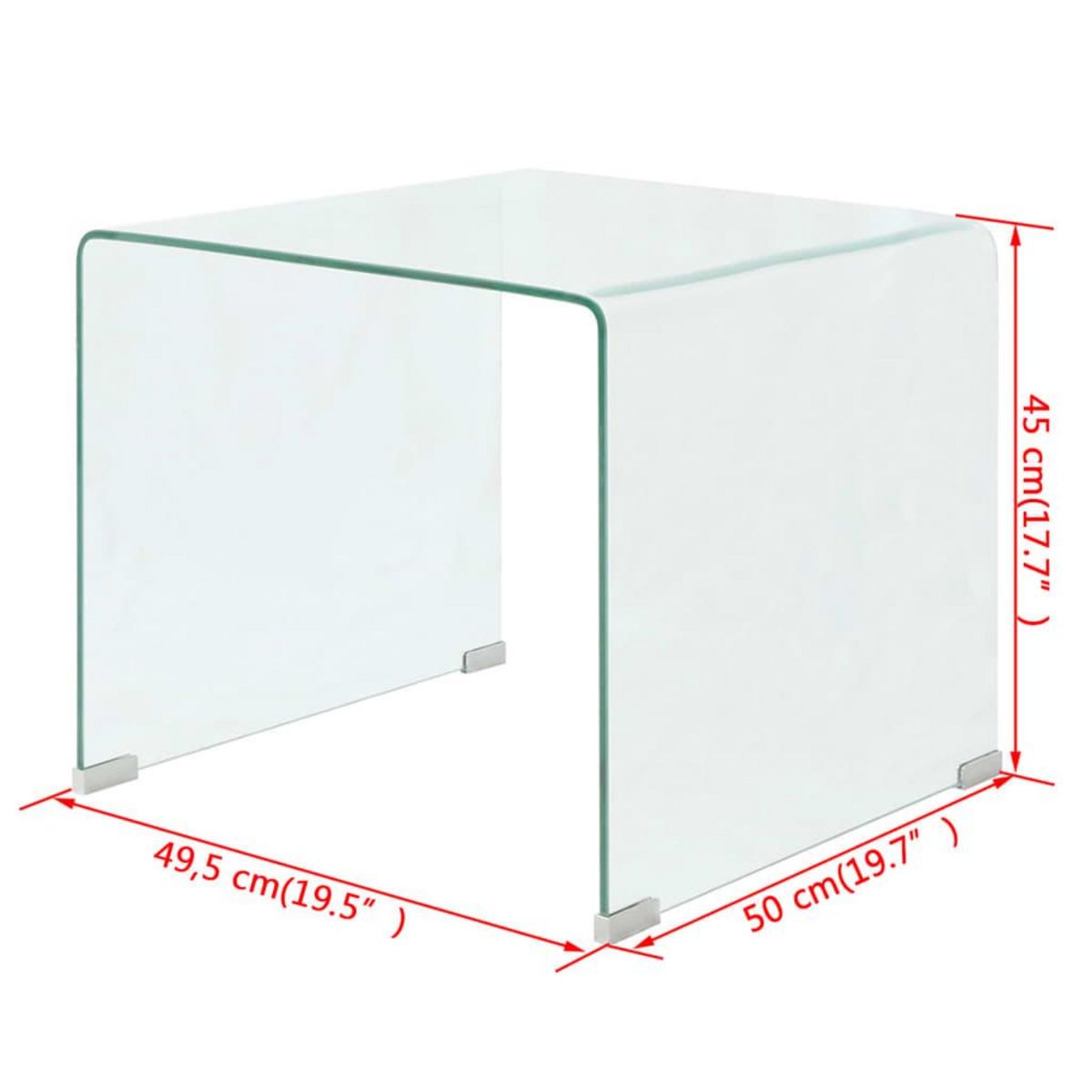 VIDAXL Table basse 49,5 x 50 x 45 cm Verre trempe Transparent