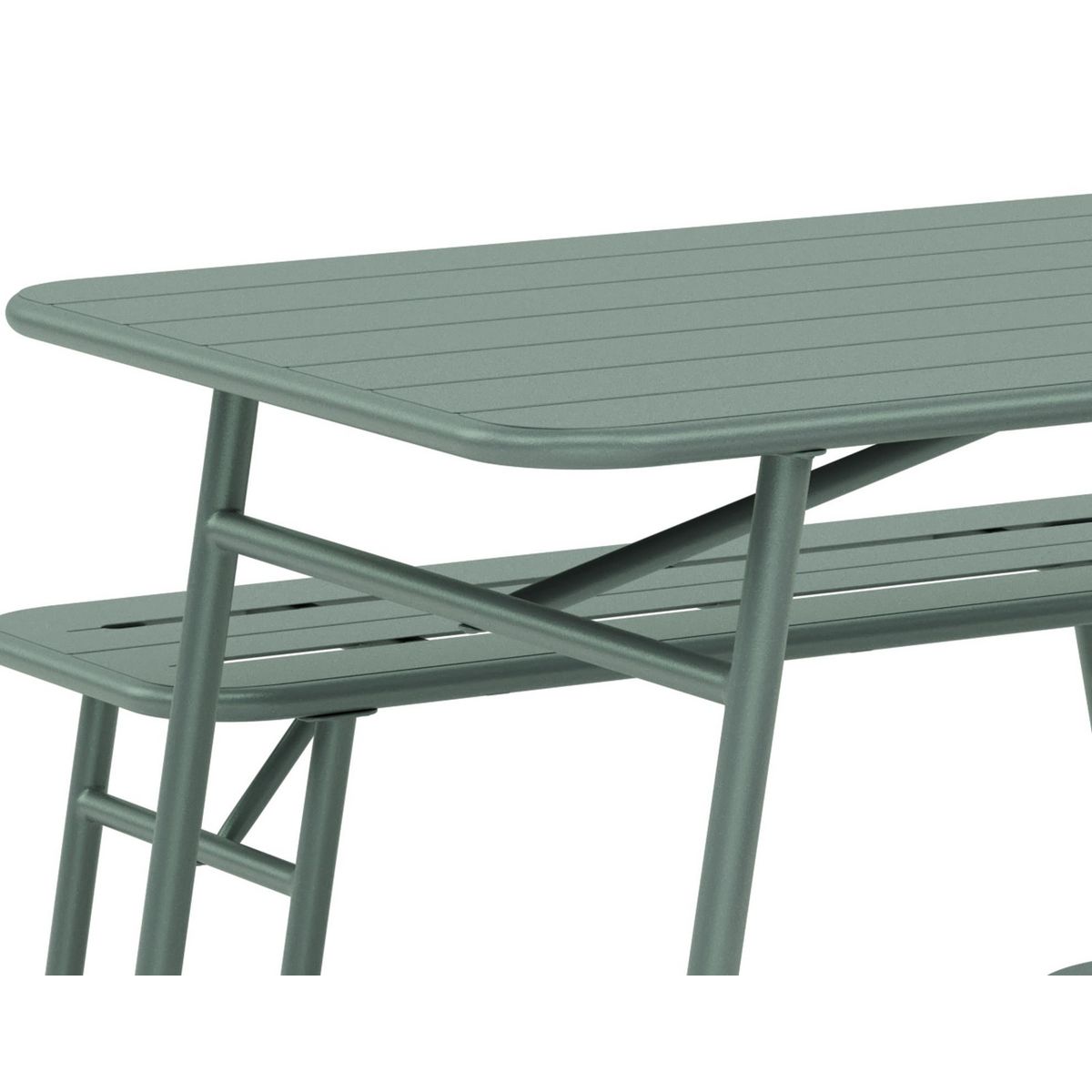 BEST MOBILIER Ribola - ensemble table et bancs de jardin - 4 personnes - vert