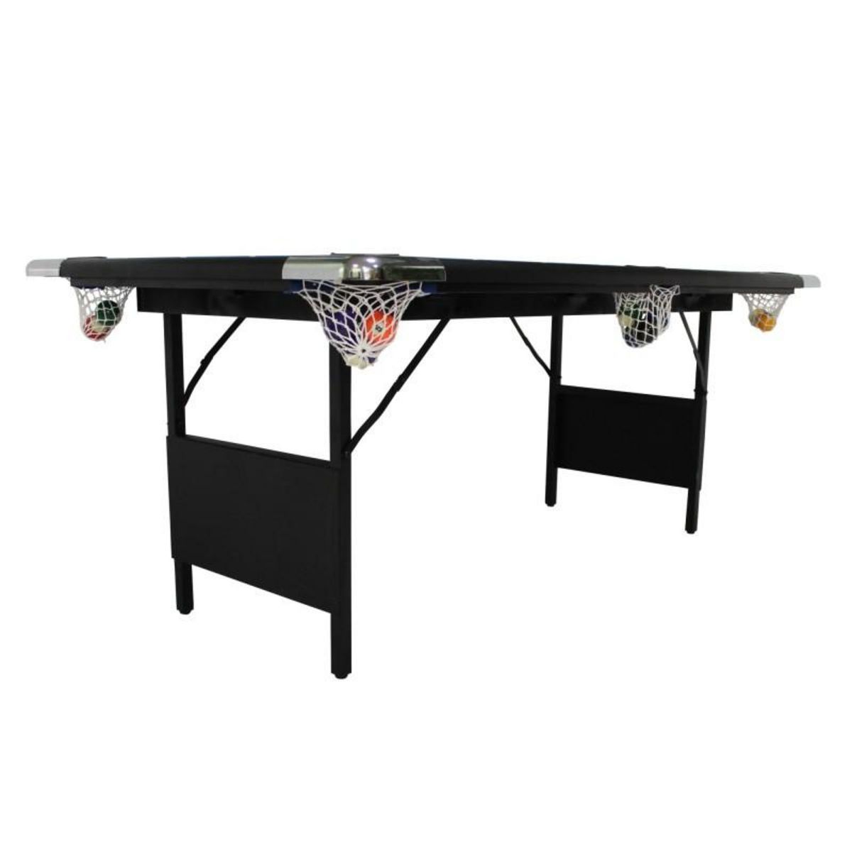 PLAY4FUN Billard pliable, Table de Billard avec Accessoires, 193 x 109 x 81 cm - Noir et Tapis Bleu