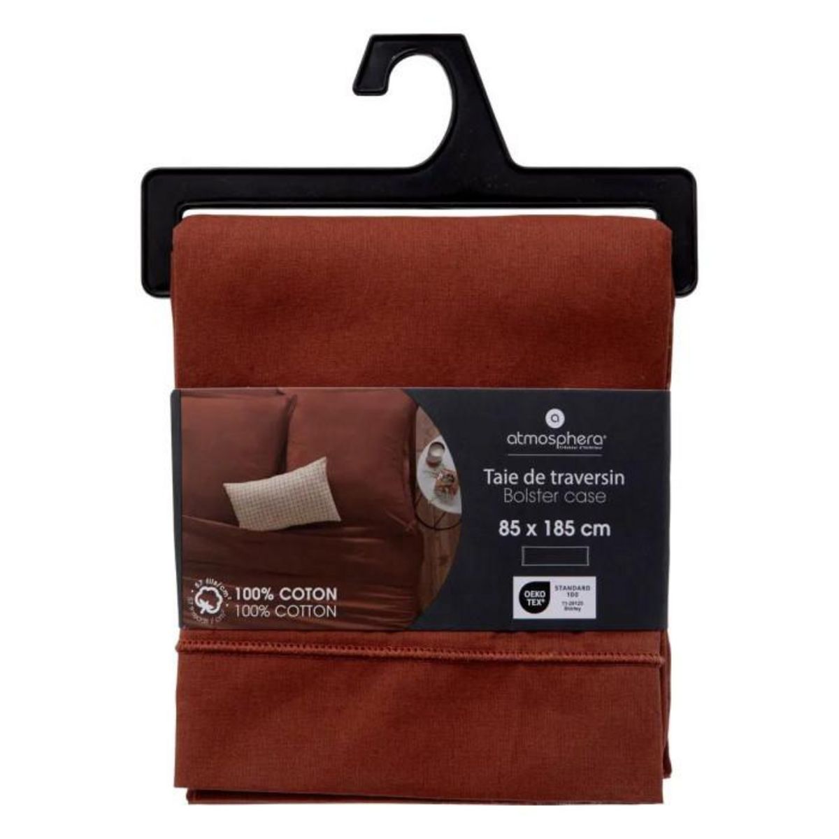 ATMOSPHERA Taie de Traversin  Alban  85x185cm Terracotta