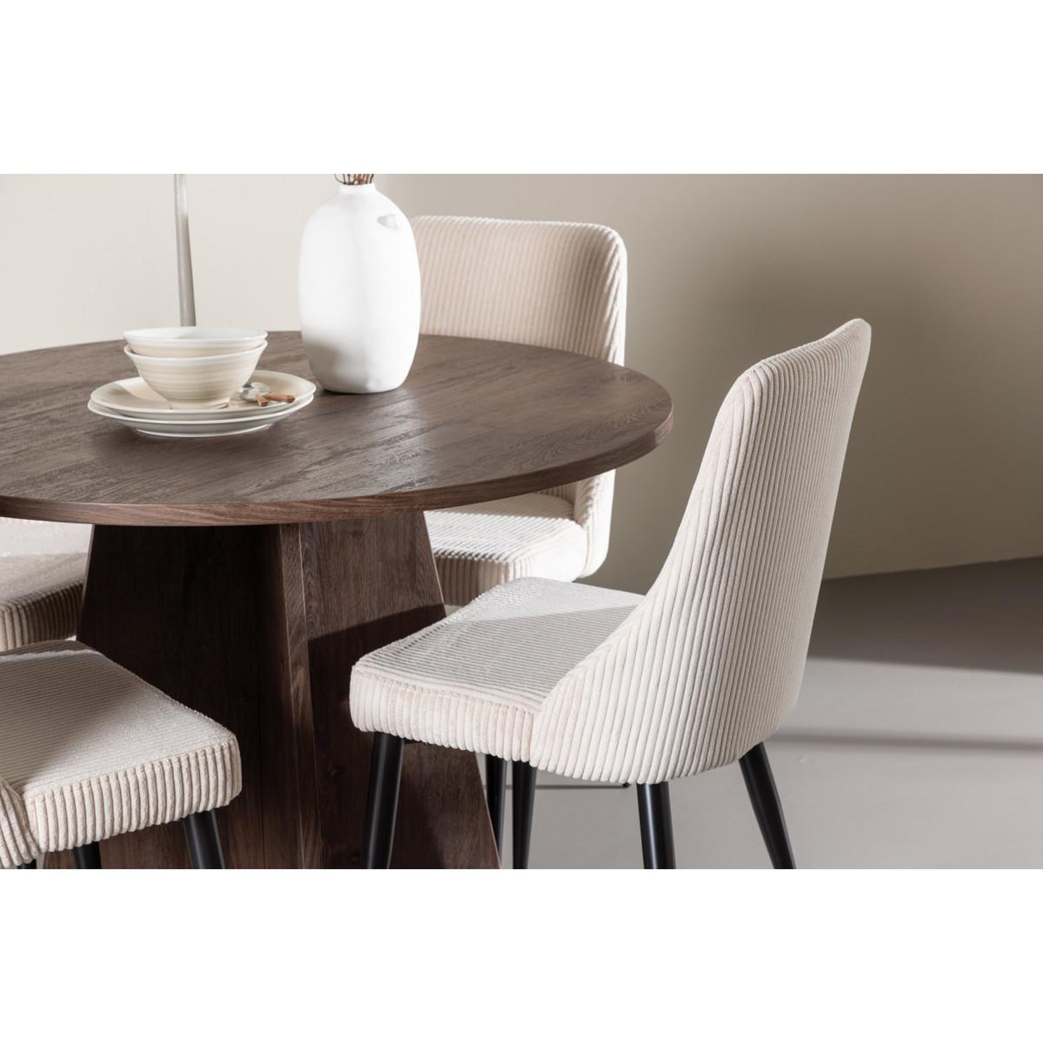 Voir la diapositive 5 : Paris Prix Ensemble table à manger & 4 chaises  bootcut & leone  110cm moka & beige