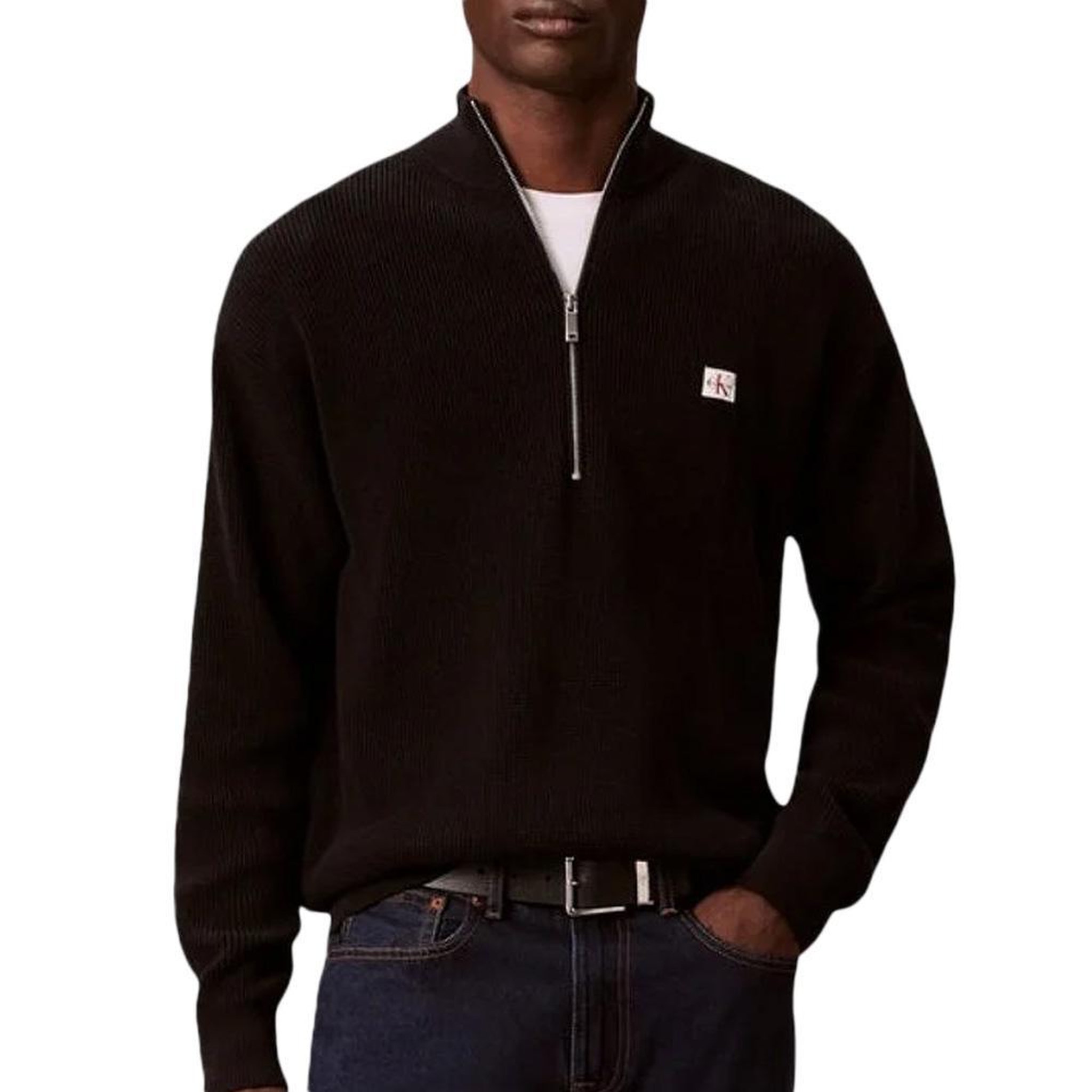 CALVIN KLEIN JEANS Sweat Noir Homme Calvin Klein Jeans Waffle. Coloris disponibles : Noir